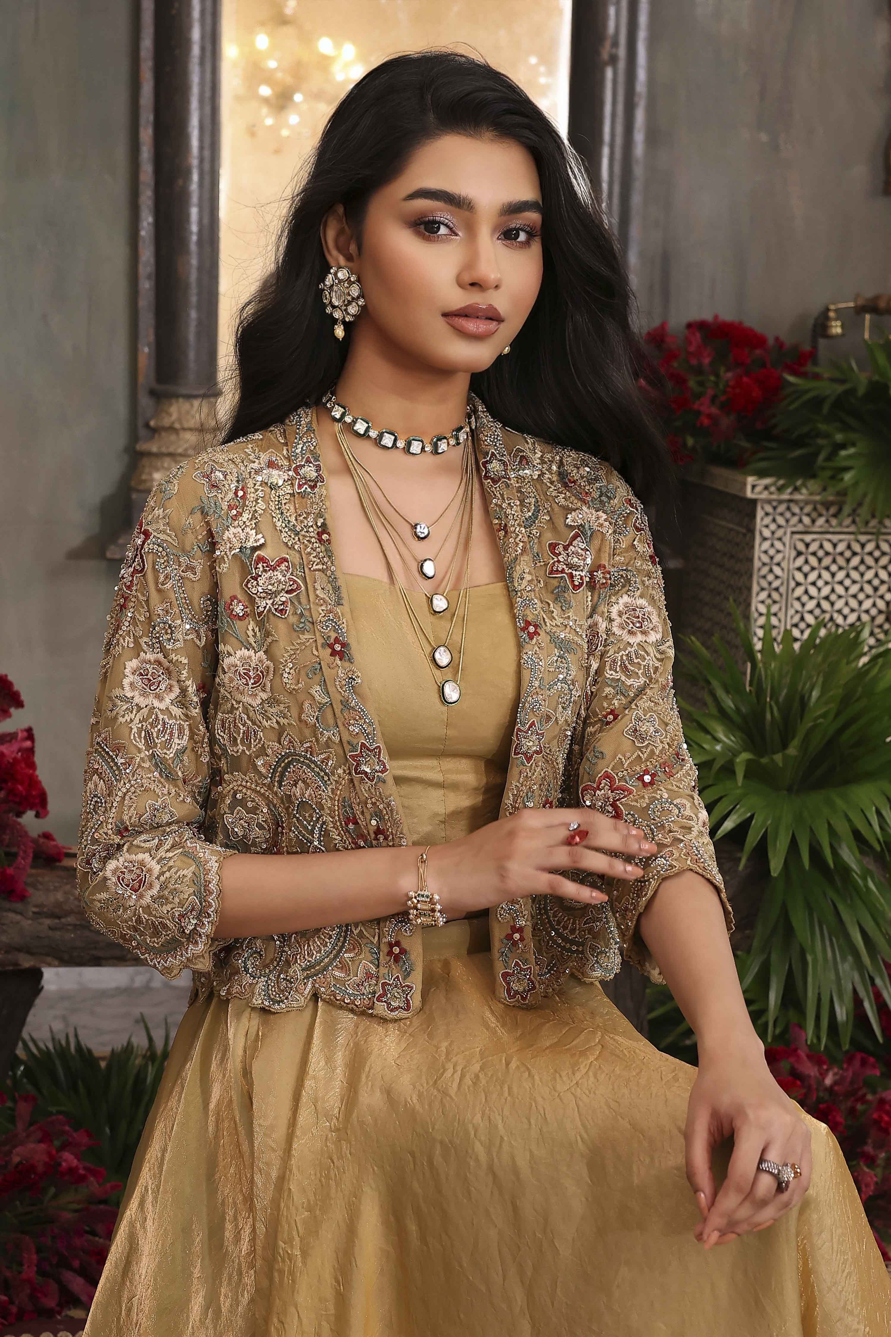 Gold Art Silk Regular Lehenga Set image number 1