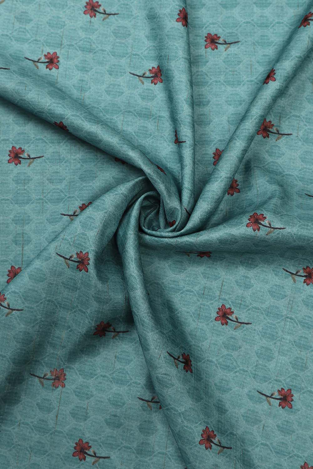 Peach Silk Tussar Handloom Unstitched Suit Set image number 2