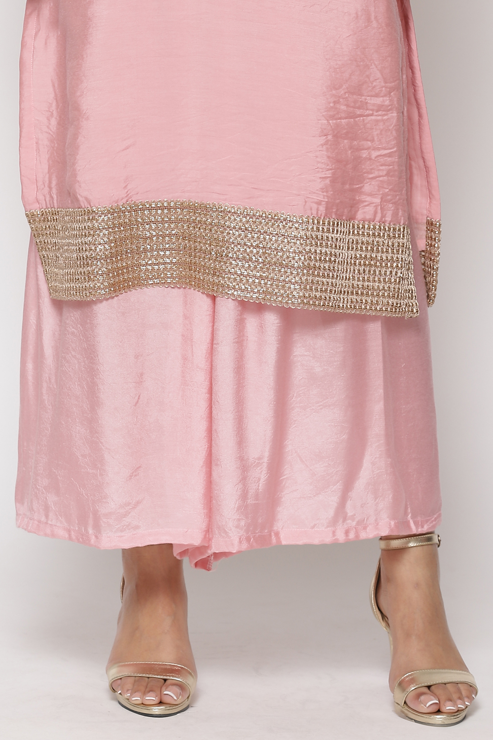 Off White Chanderi Unstitched Suit Set image number 4