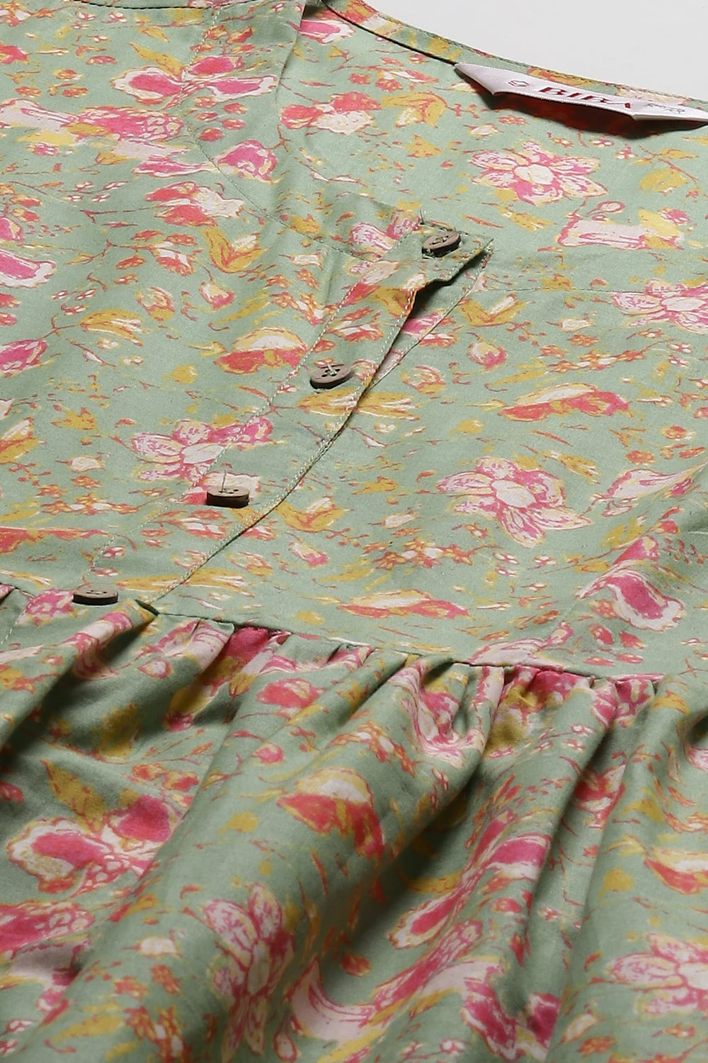 Blue Cotton Gathered Kurta Pants 2 Piece Set image number 1