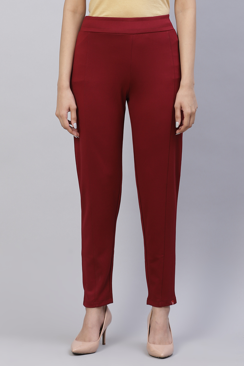 Navy Straight Poly Viscose Leggings image number 3