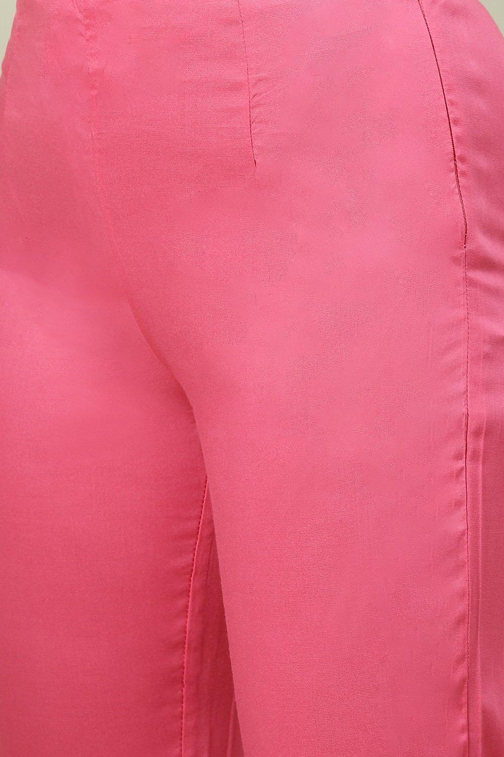 Pink Printed Straight Kurta Slim Pant Suit Set image number 2