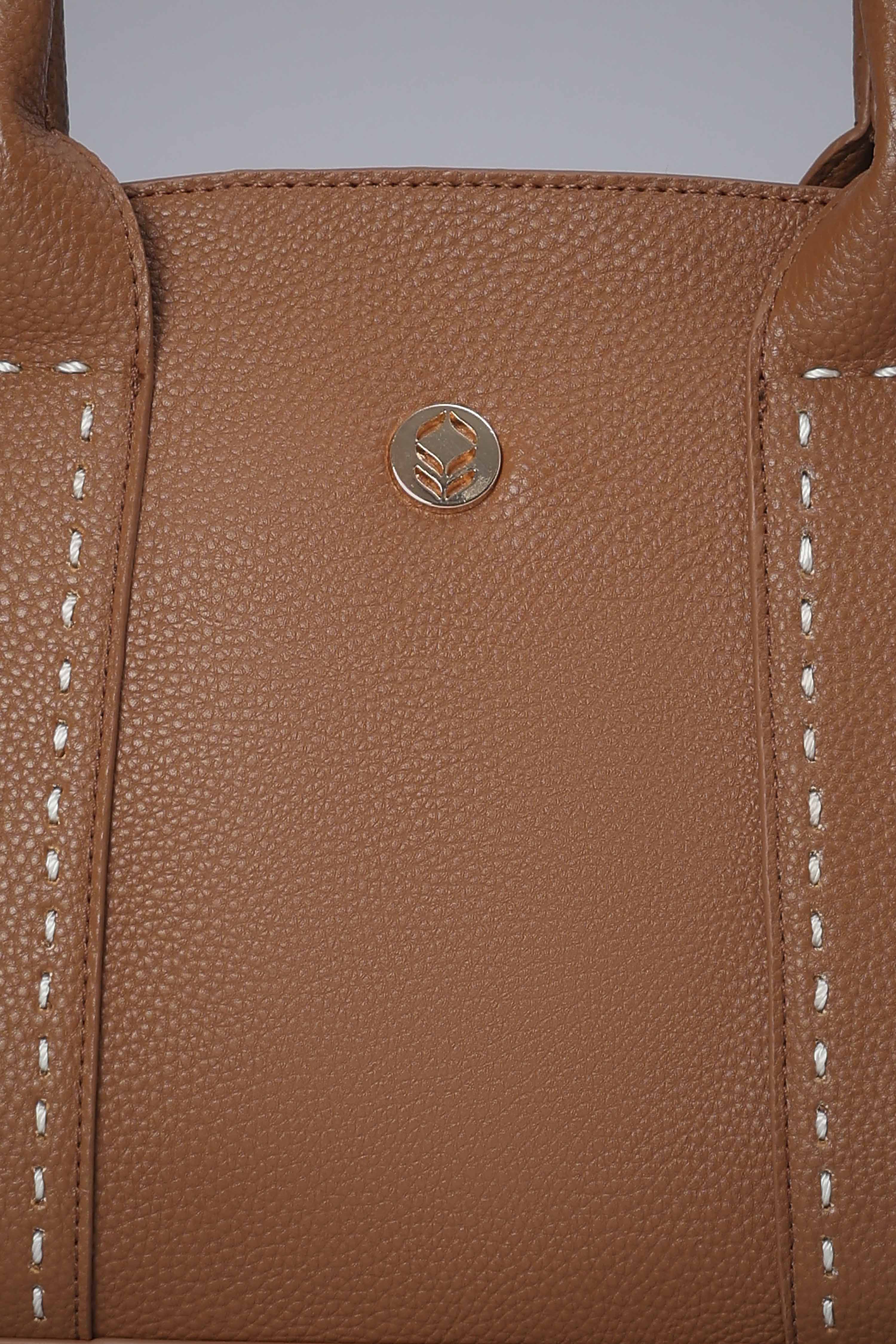 Tan PU Handbag image number 6