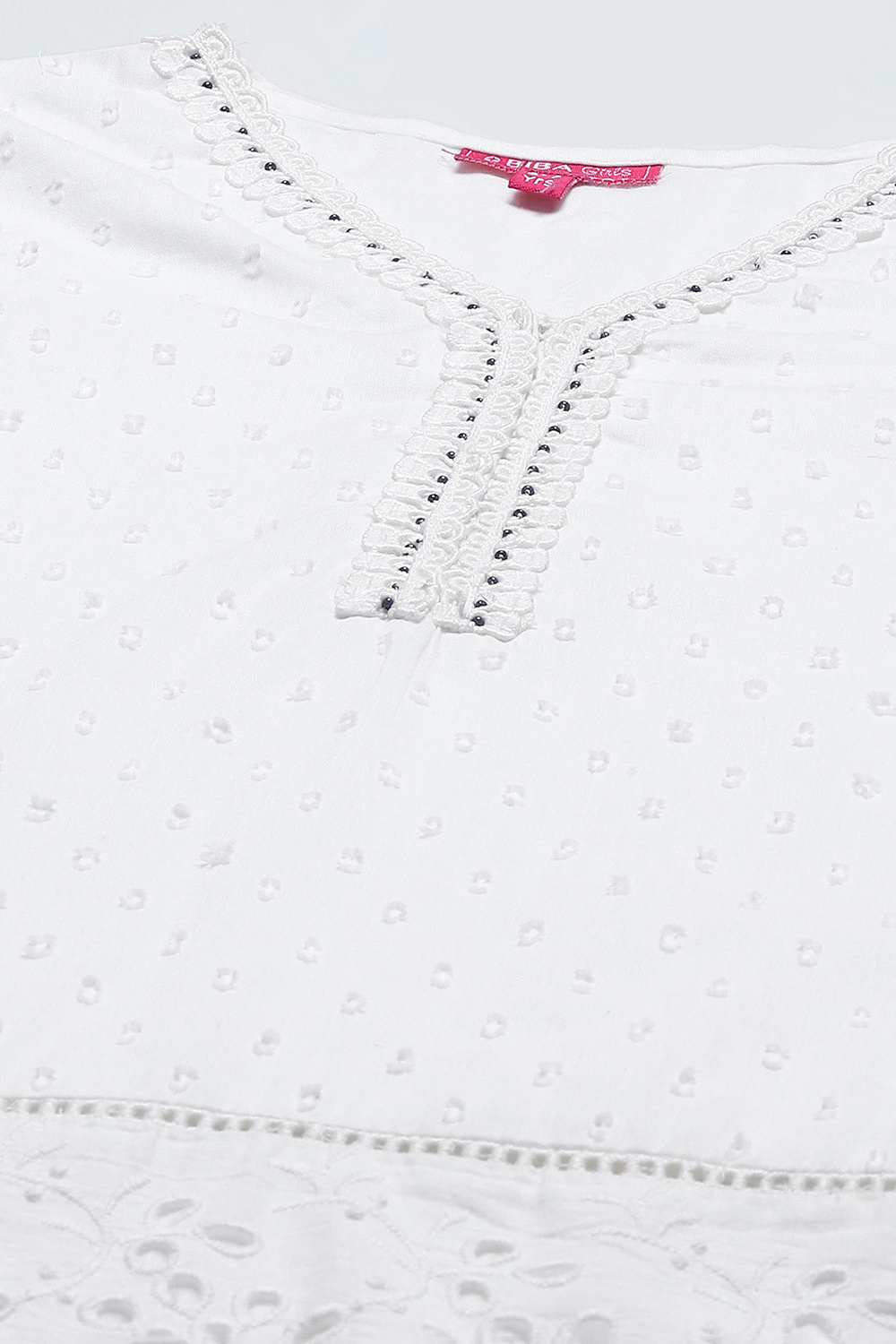 White and Blue Cotton Dobby Printed Suit Set image number 1