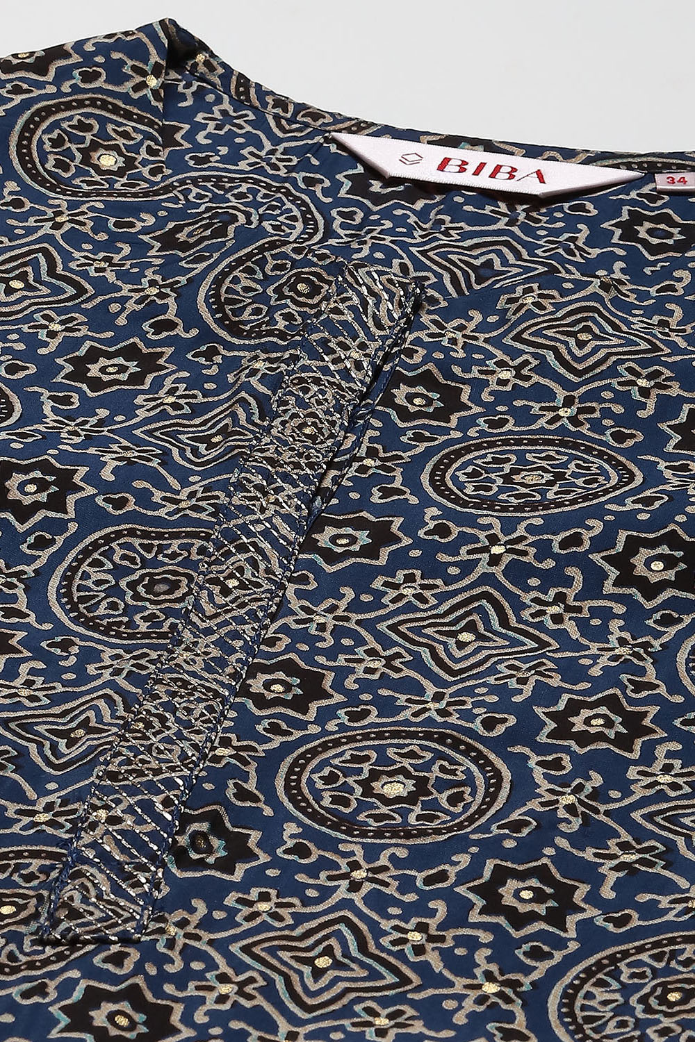 Indigo Poly Viscose Straight Printed Kurta image number 1