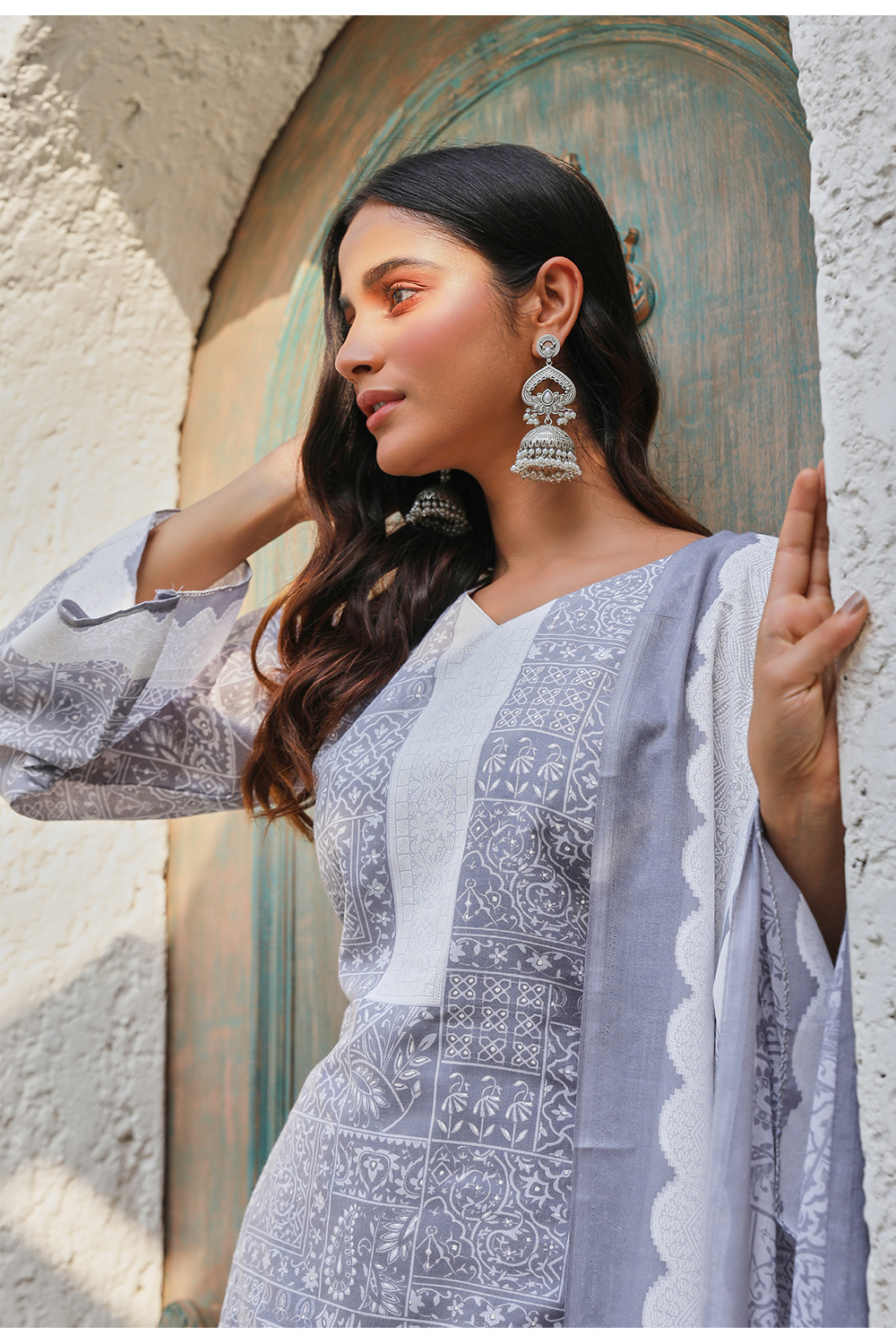 Mauve Cotton Blend Digital Print Unstitched Suit Set  image number 7