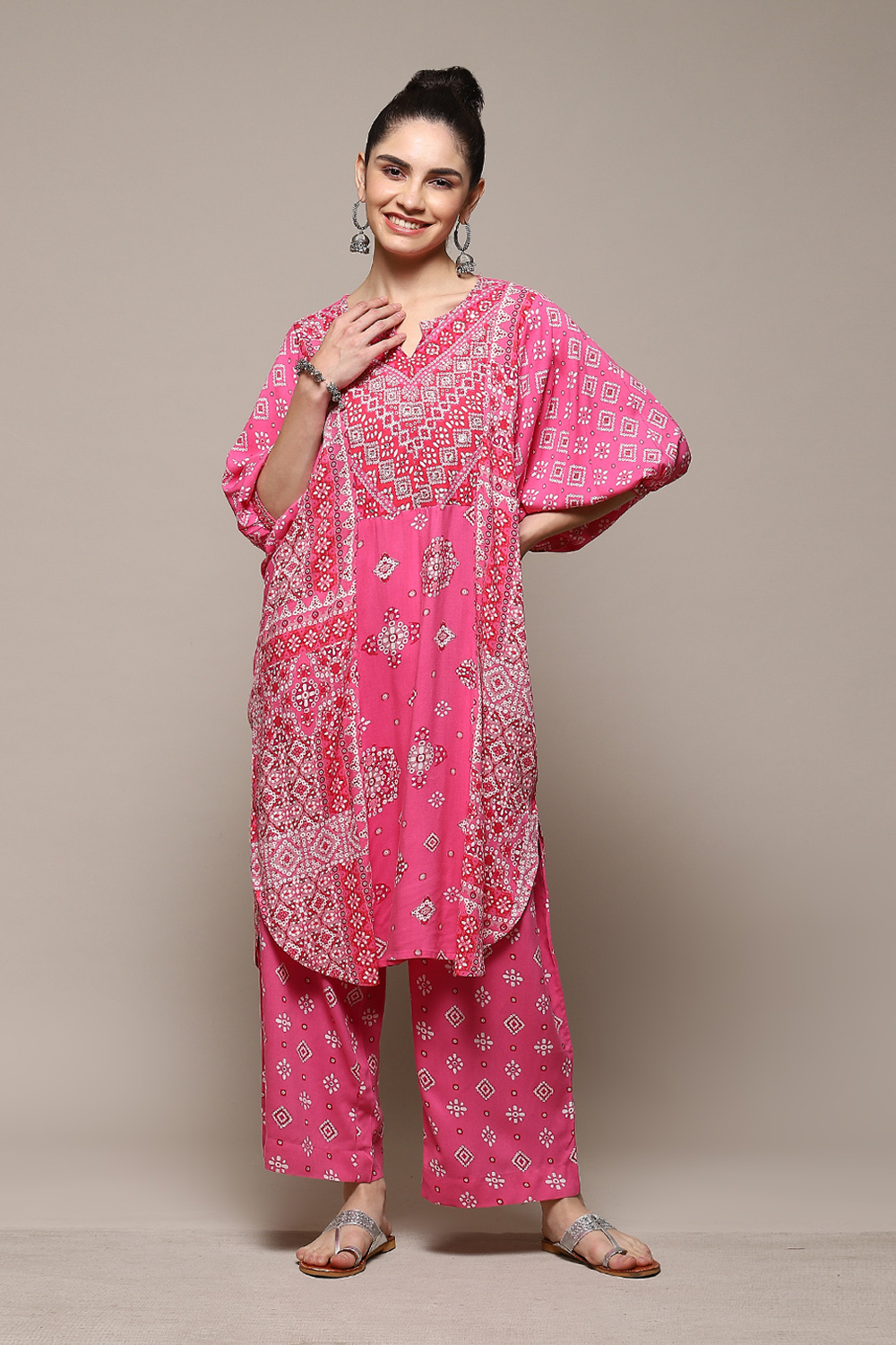 Fuchsia LIVA Straight Printed 2 Piece Set image number 6