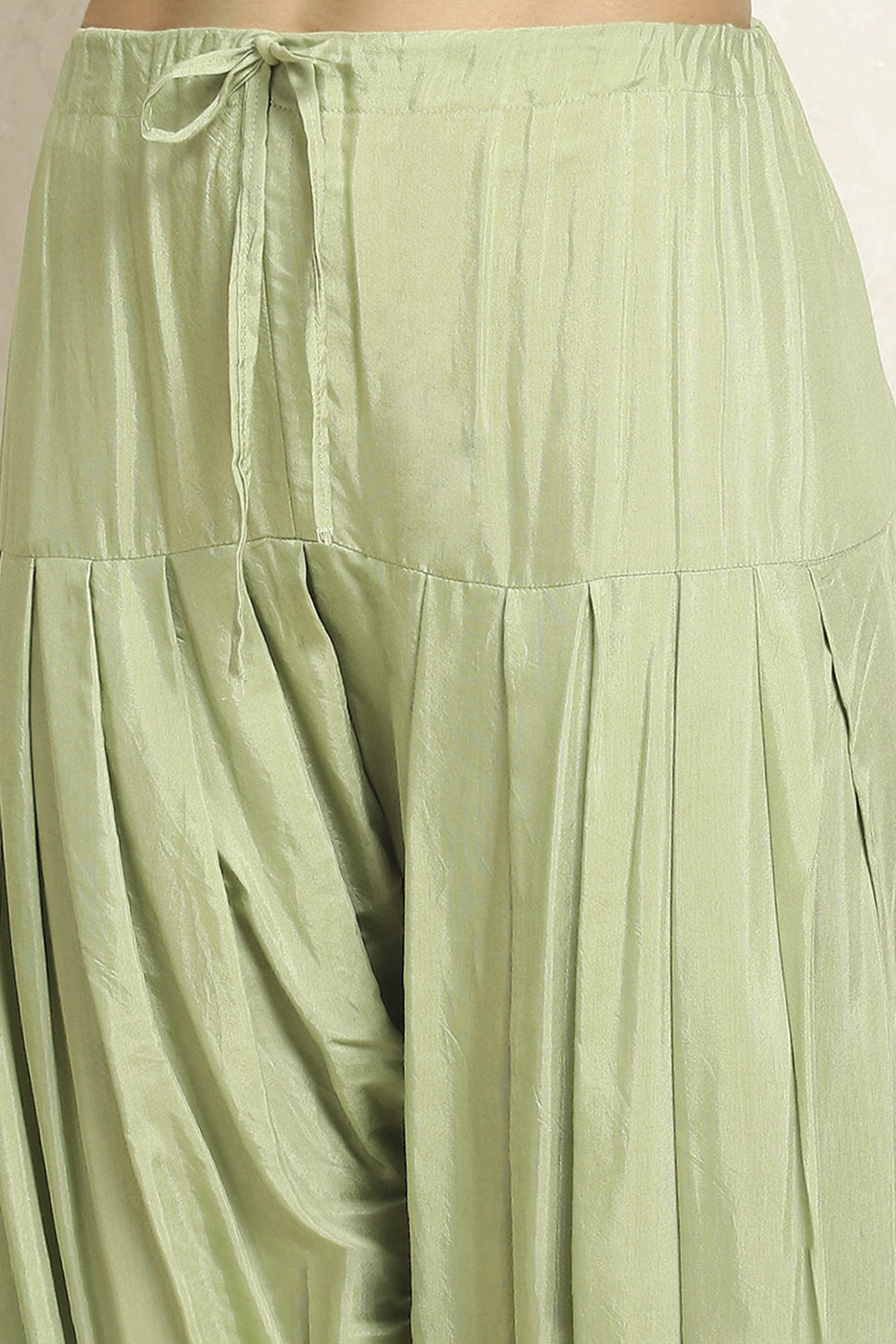 Green Chanderi Hand Embroidered Unstitched Suit Set image number 3