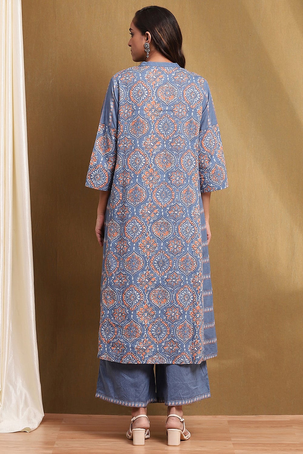 Purple Cotton Printed A-Line Suit Set image number 4