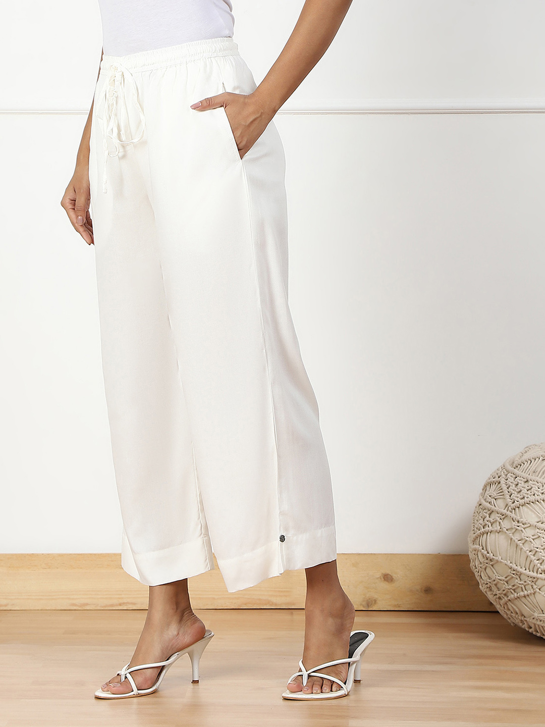 Navy Rayon Palazzo Pants image number 2