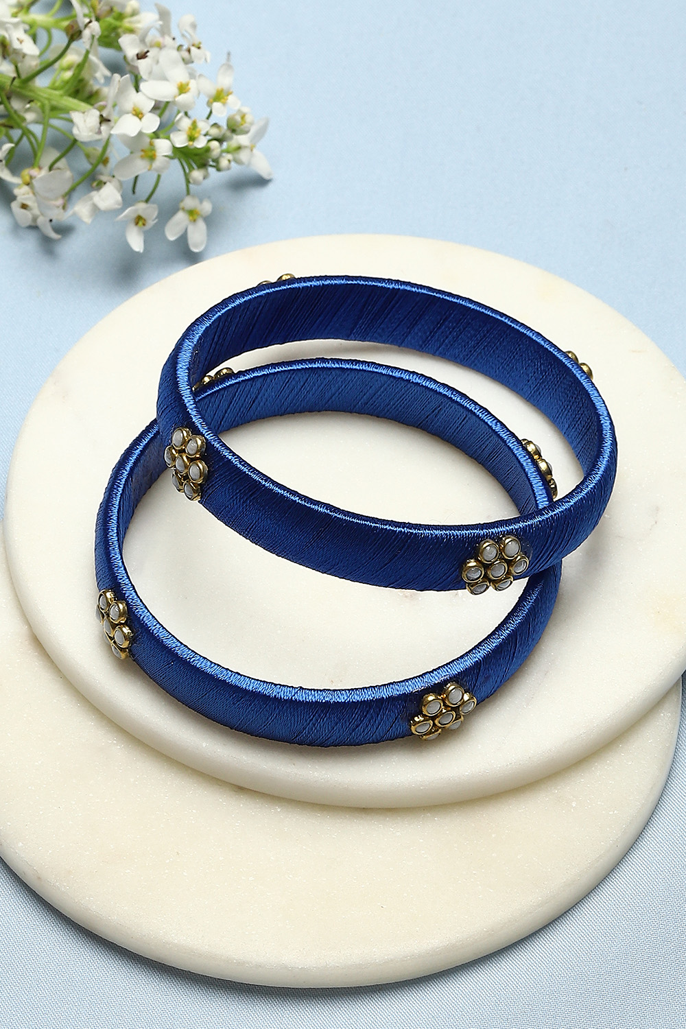 Royal Blue Plastic & Thread Bangles image number 0