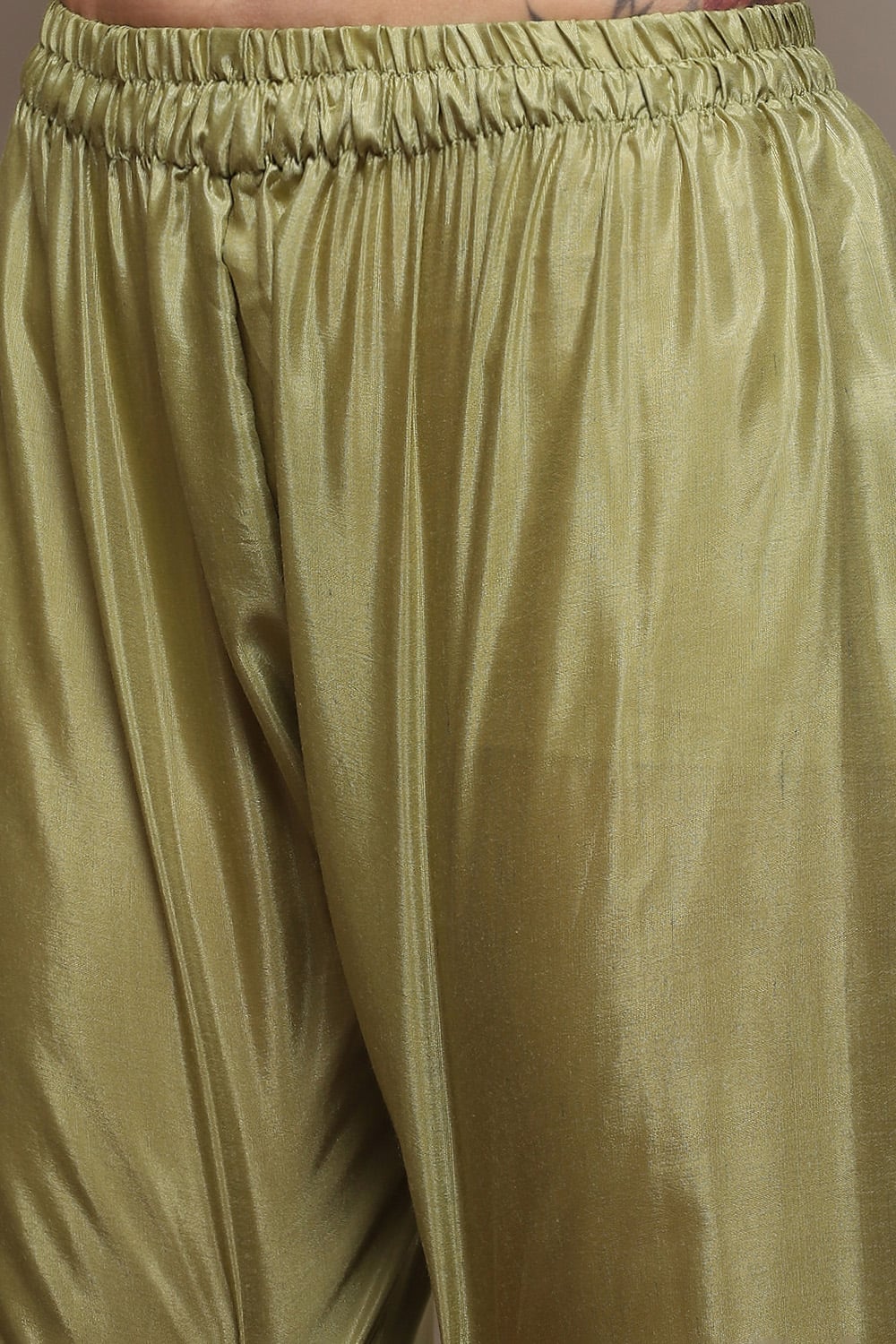 Olive Green Silk Blend Unstitched Suit Set image number 3