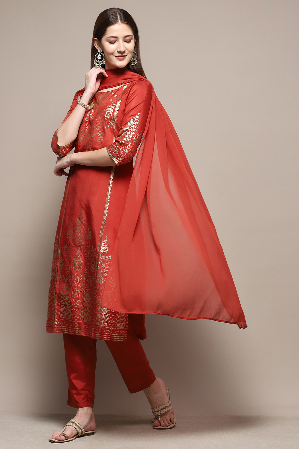 Teal Viscose Straight Kurta Regular Pants Suit Set image number 7