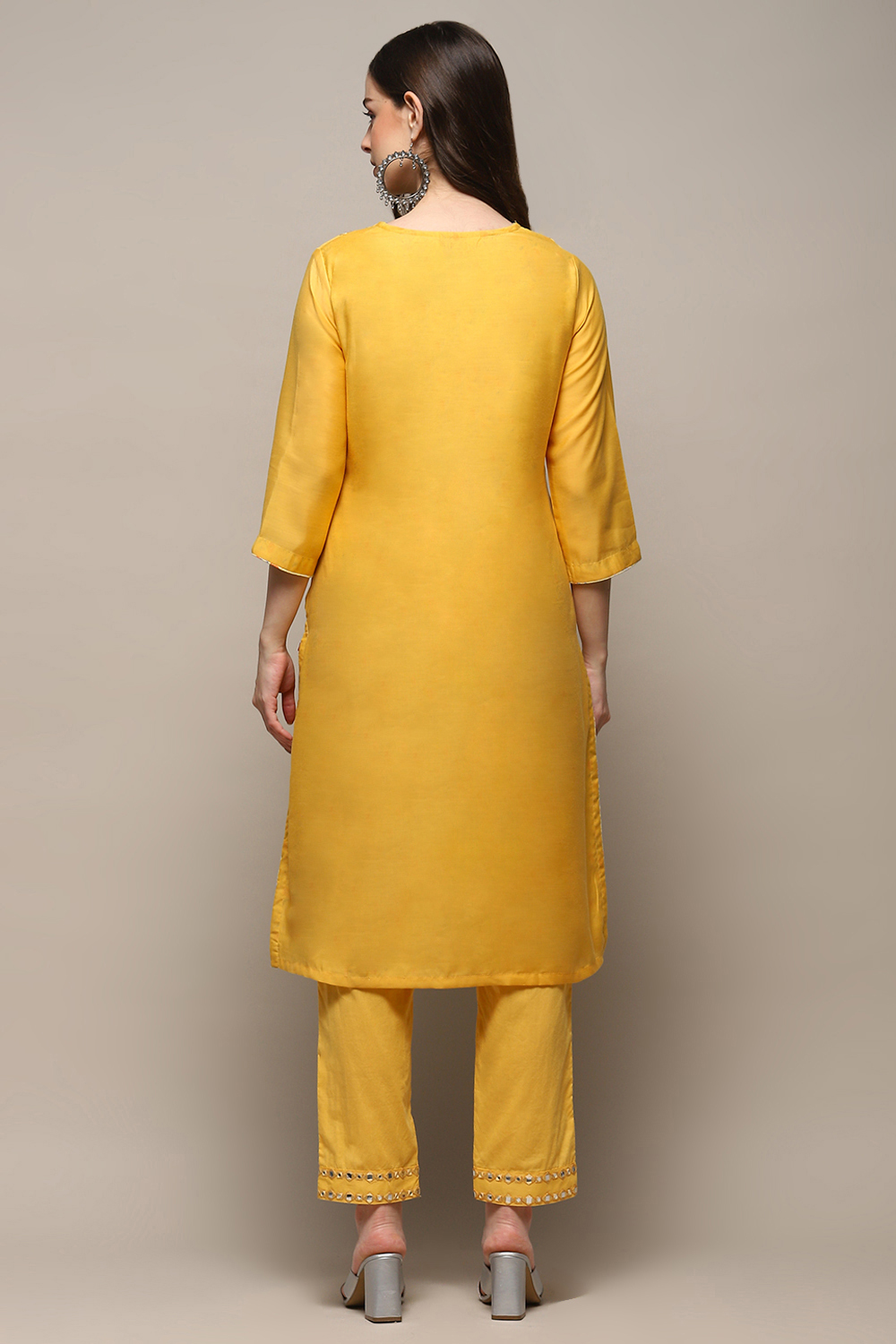 Powder Blue Cambric Narrow Kurta Pant Suit Set image number 5