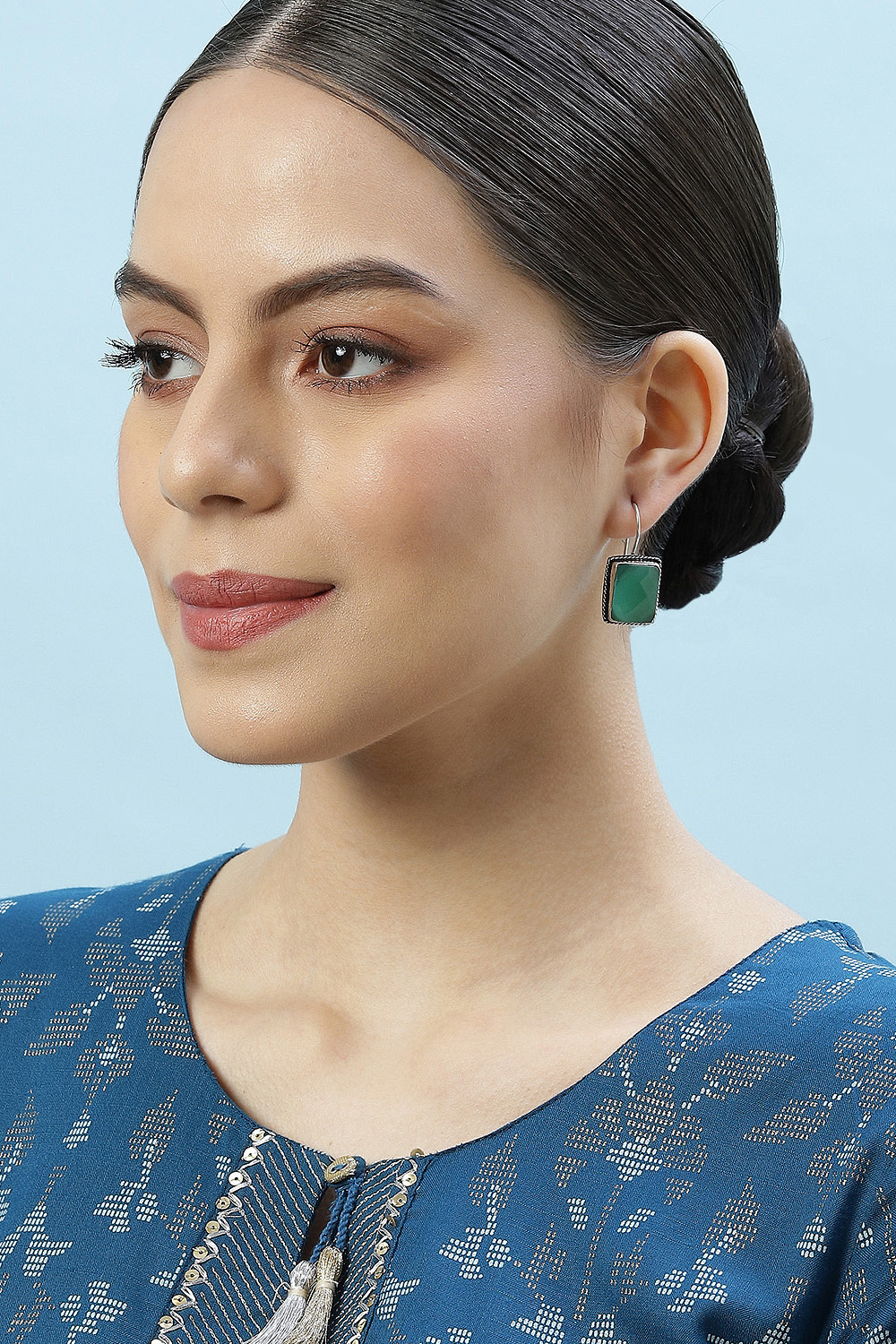 Green Brass Earrings image number 3