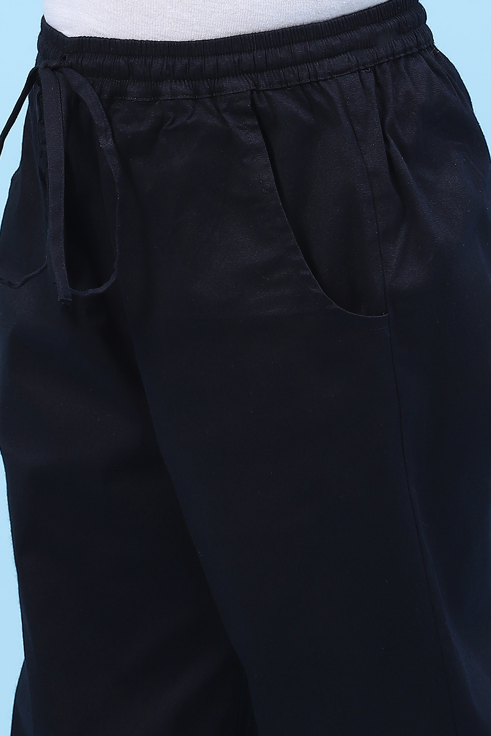 Powder Blue Cotton Solid Pant image number 1