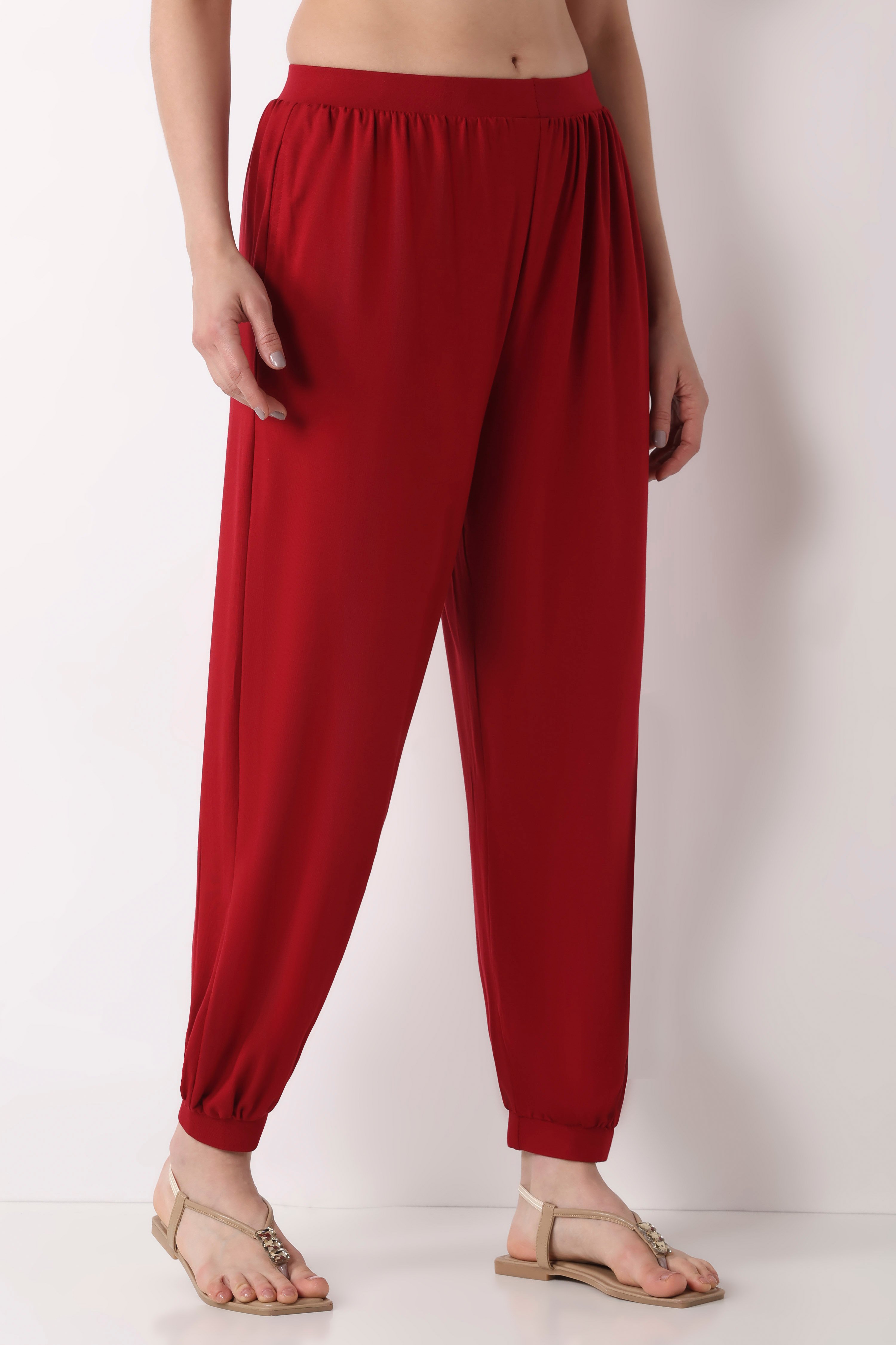 Beige Viscose Lycra Harem Pants image number 3