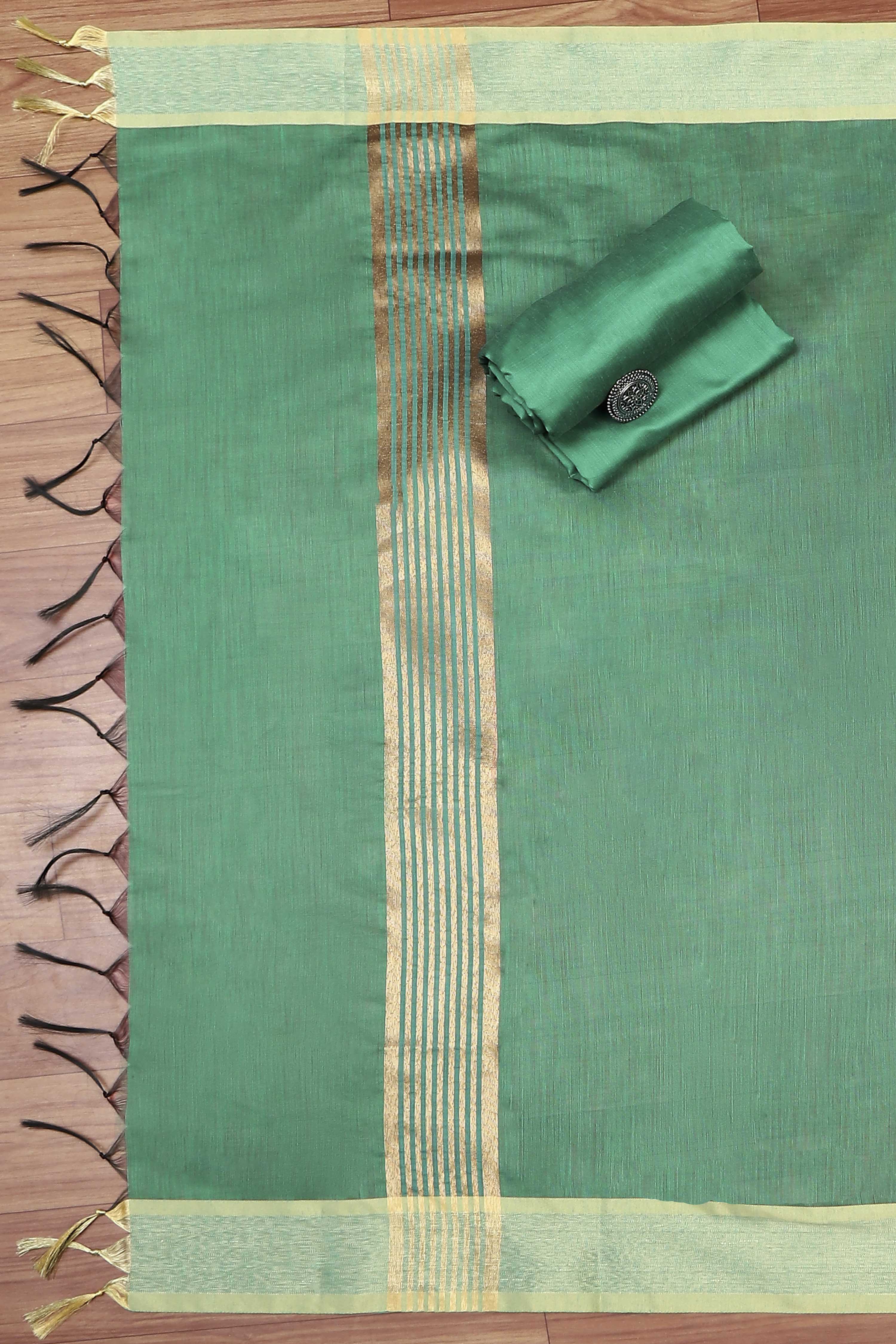 Rust Poly Silk Banarasi Unstitched Suit Set image number 3