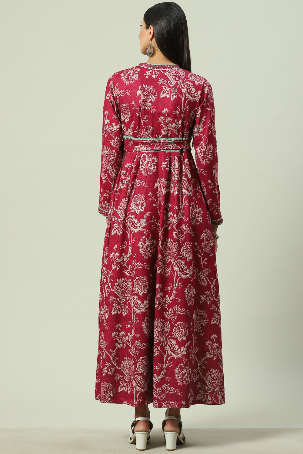 Indigo Pink Acrylic Flared Printed Dress image number 4