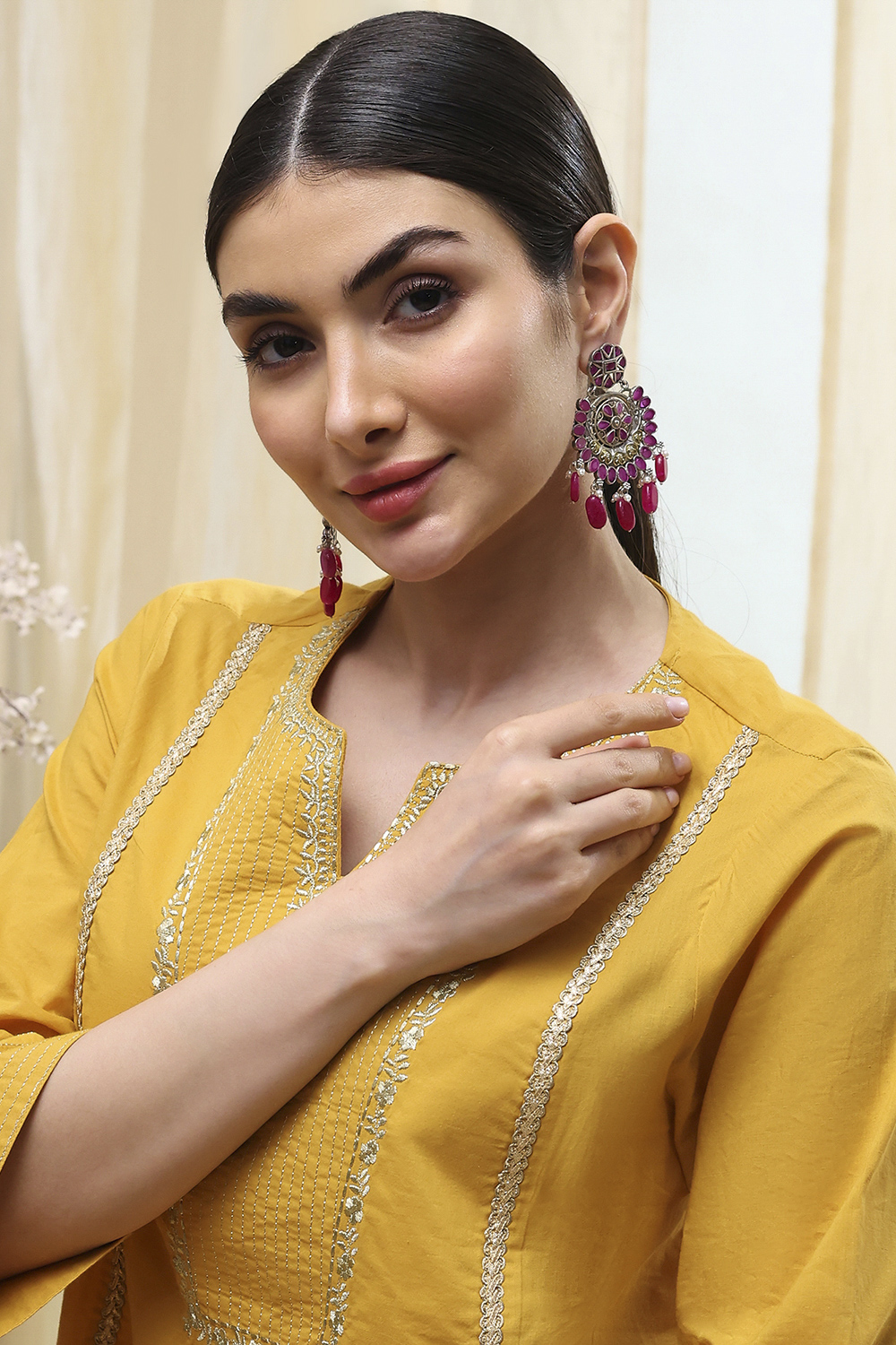 Pink Brass Drop & Danglers image number 3