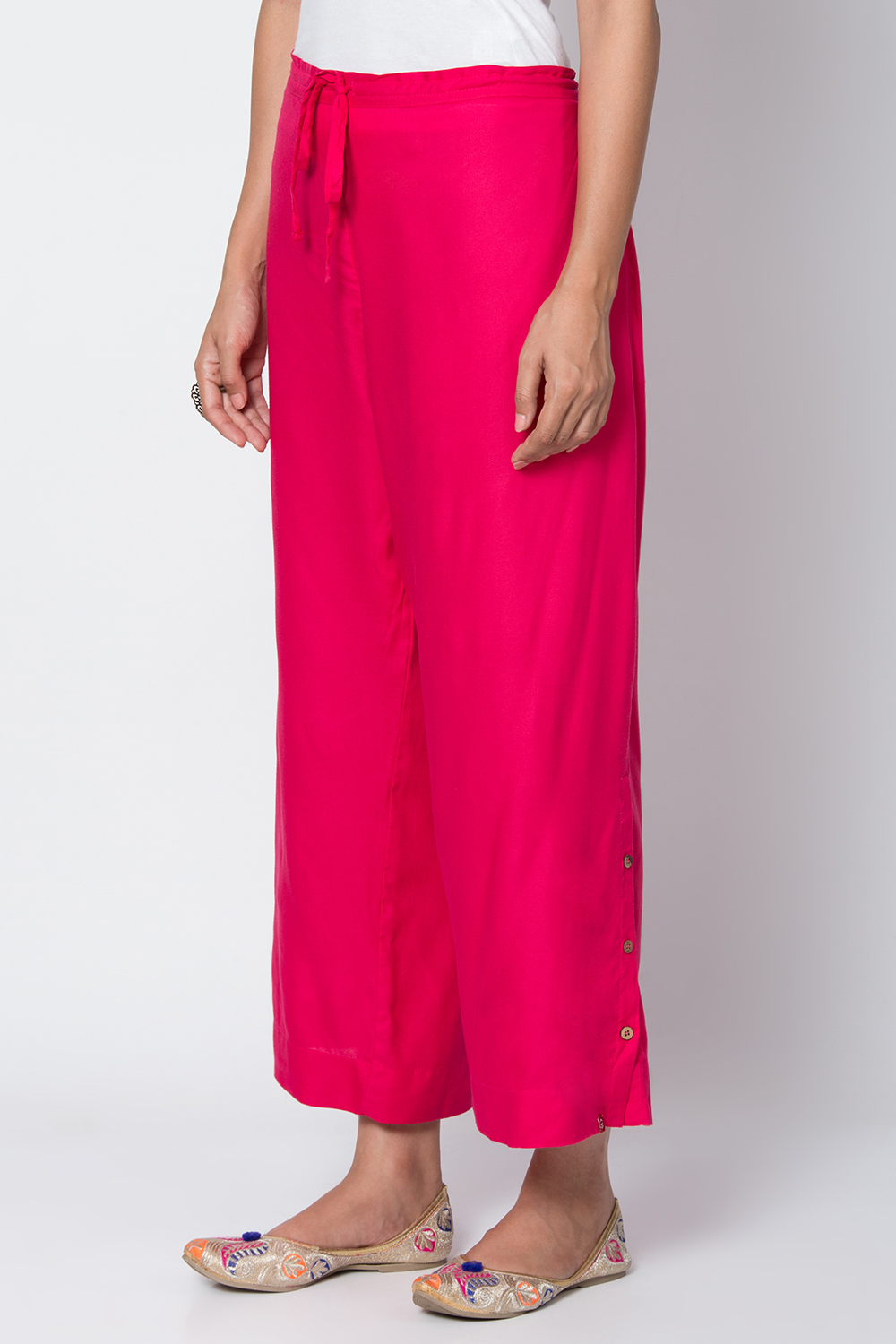 Black Viscose Solid Palazzo image number 2
