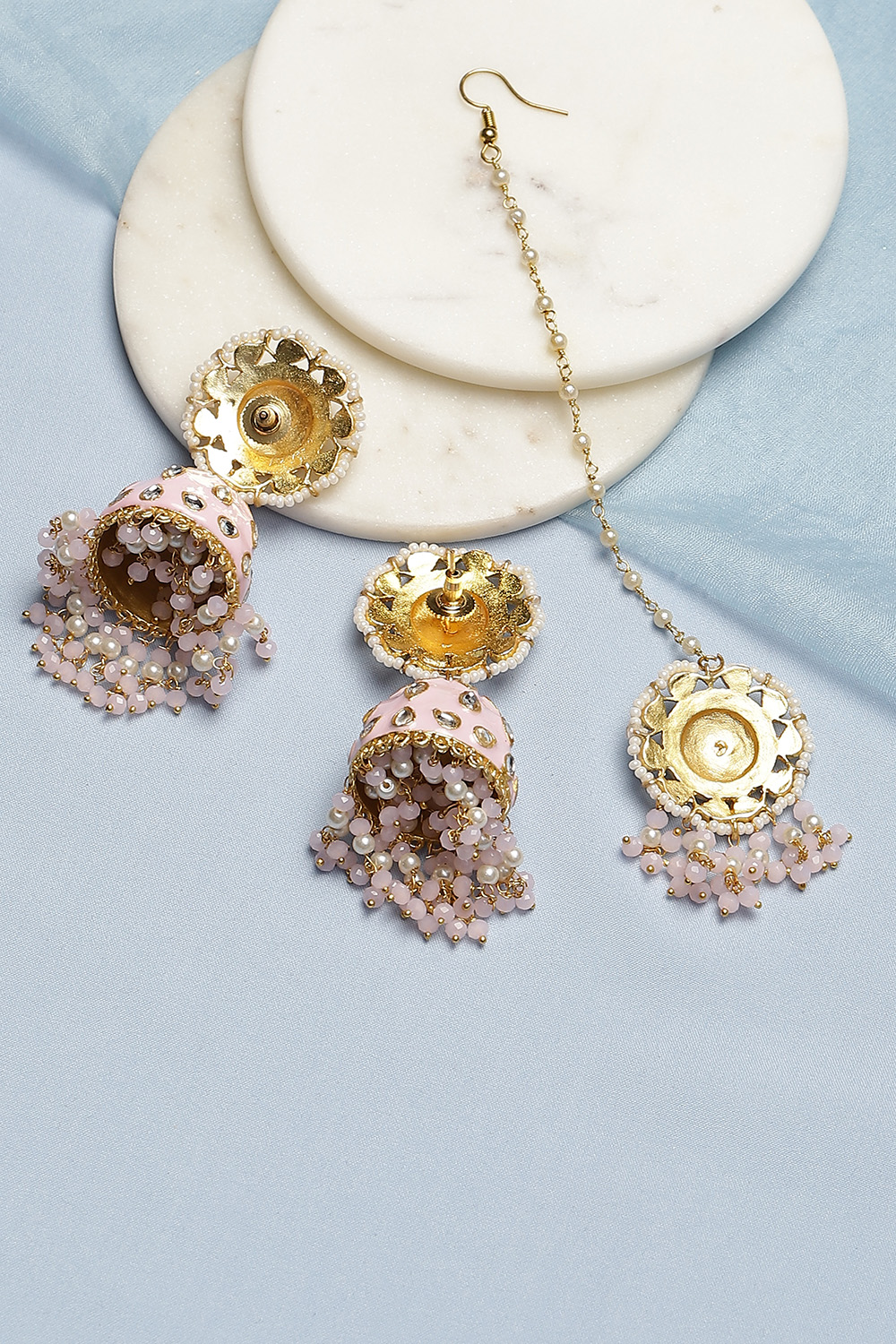 Light Pink Brass Necklace Set image number 2