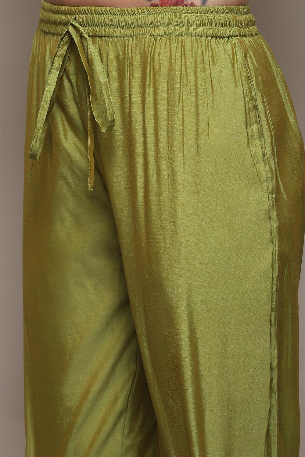 Olive Polyester Straight Printed 2 Piece Set image number 2