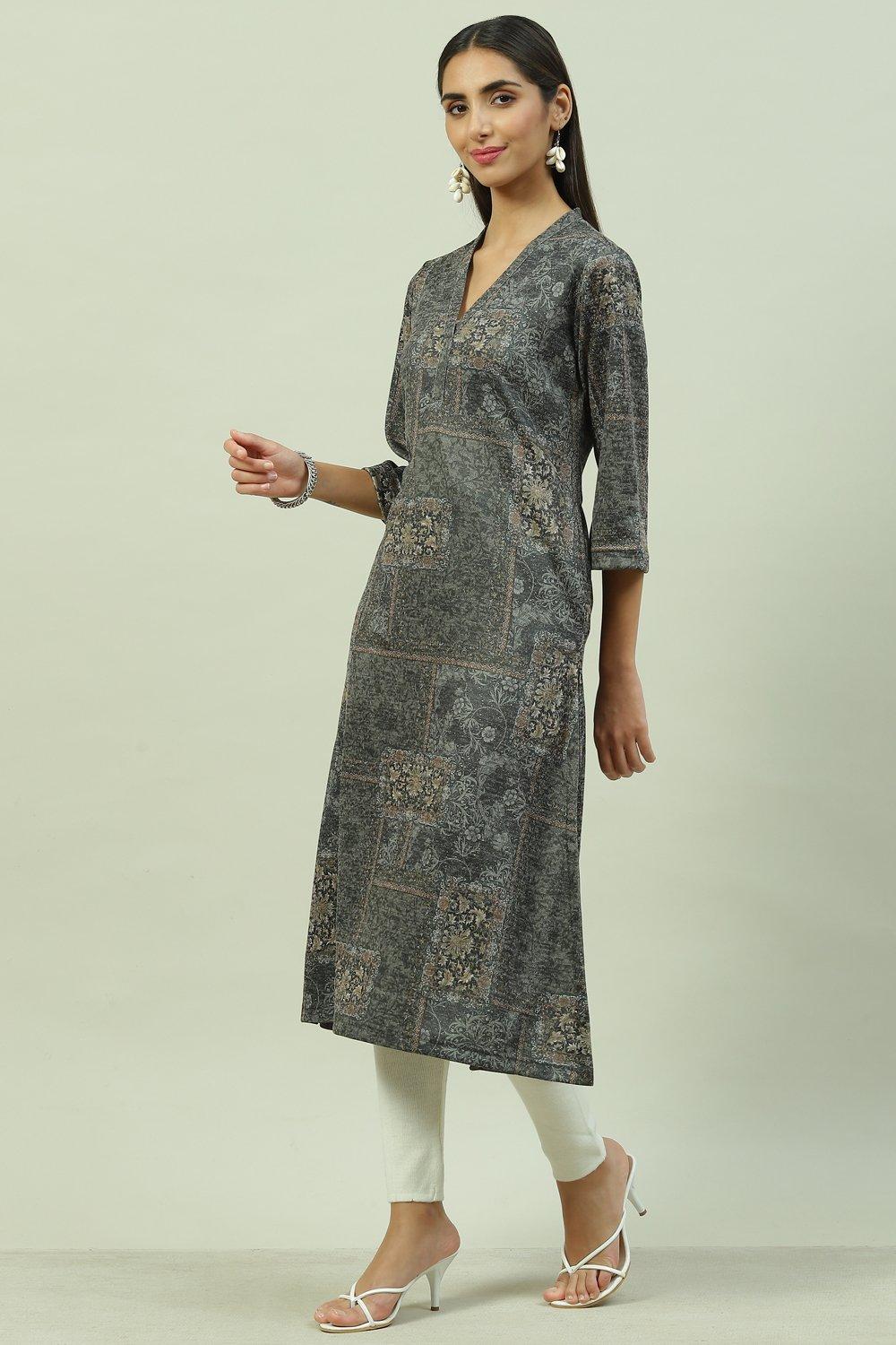 Oil Pink Straight Printed Kurta image number 2