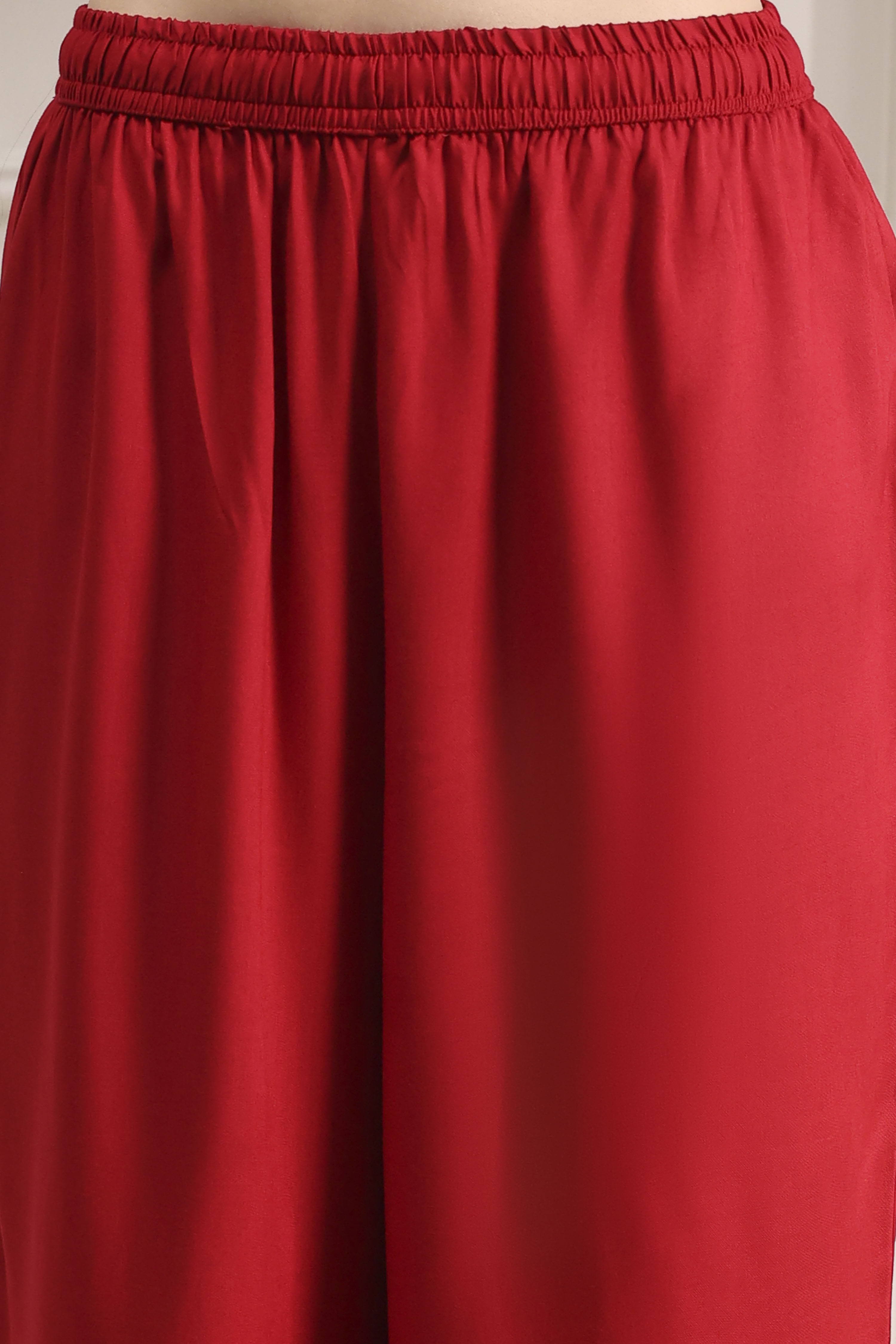 Purple Polyseter Blend Straight Printed Fusion Set image number 2