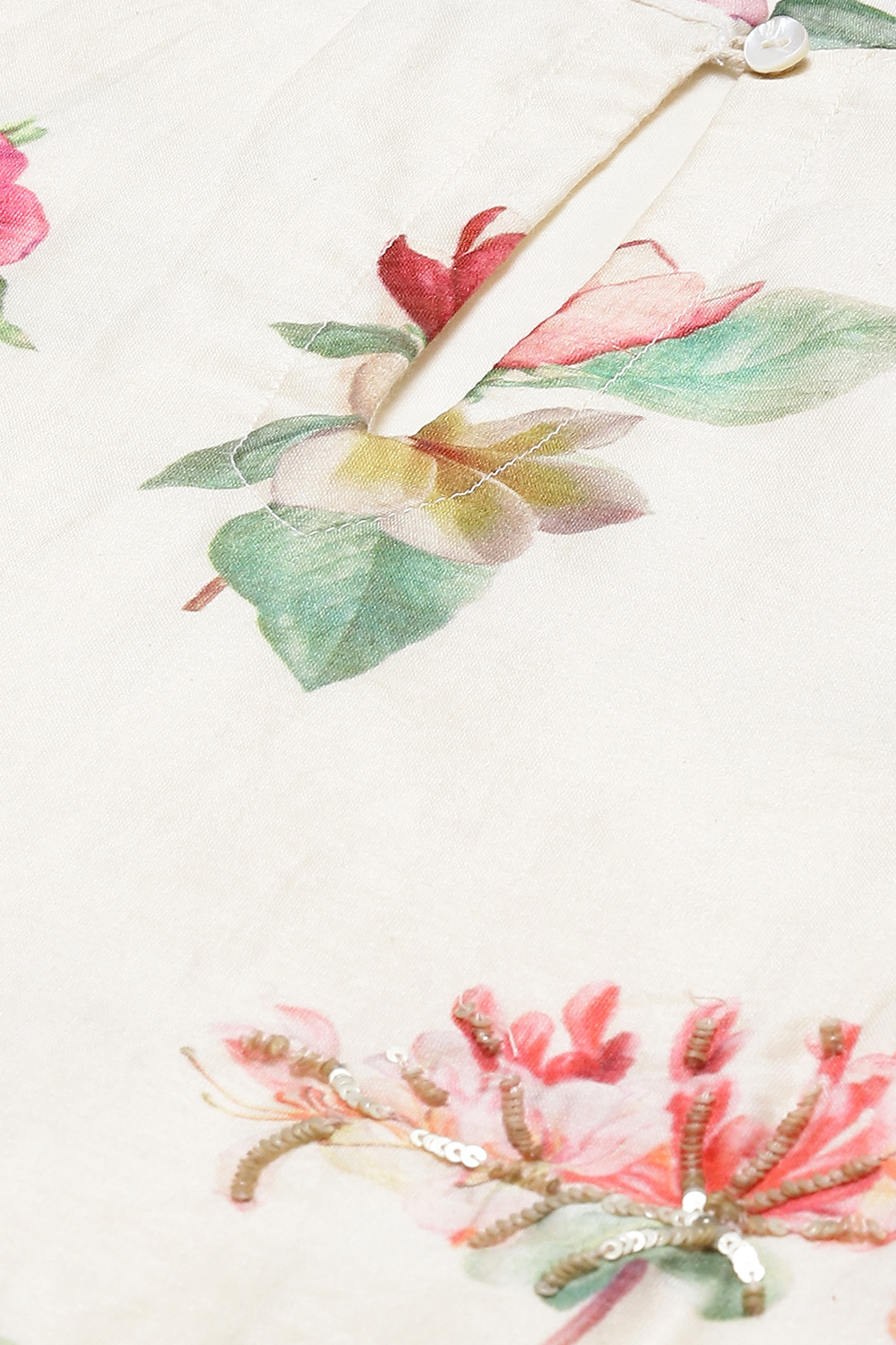 Rohit Bal Off White Cotton Silk Straight Printed Suit Set image number 1