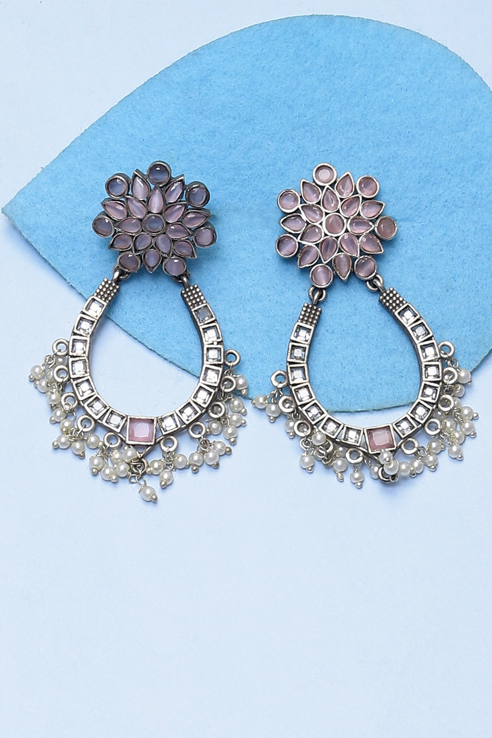 Light Purple Oxidised Drop Earrings image number 0