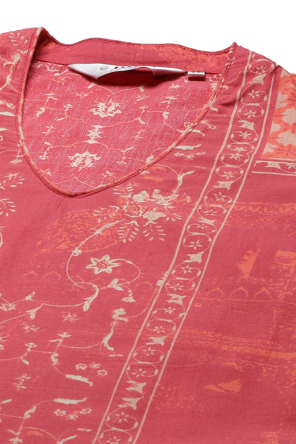 Purple Cotton Straight Printed Kurta image number 1