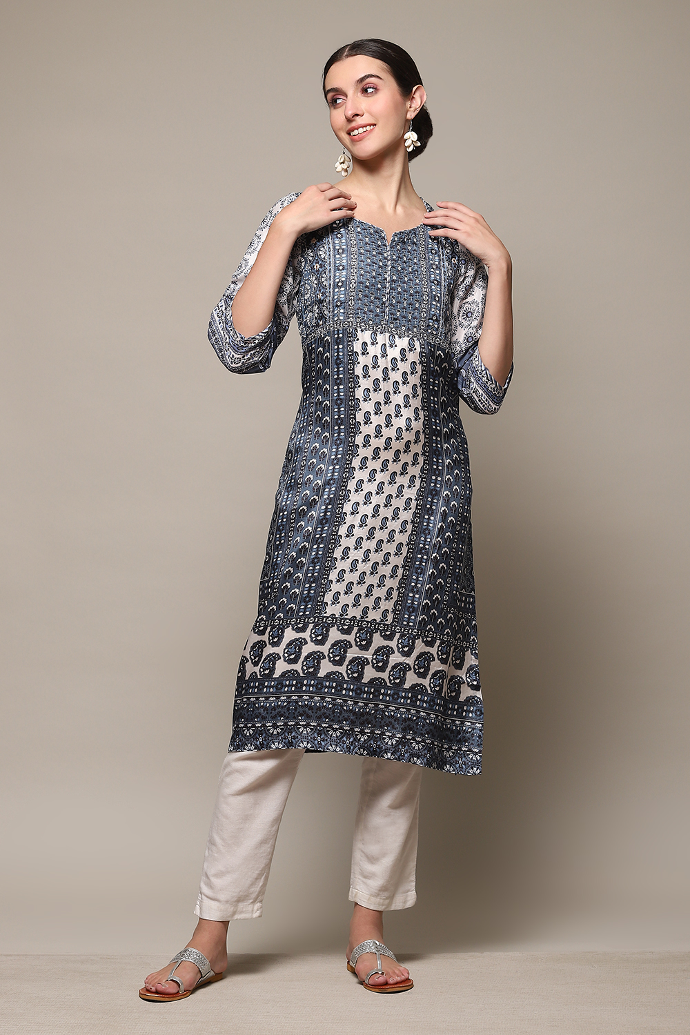 Ivory Viscose A Line Kurta image number 0