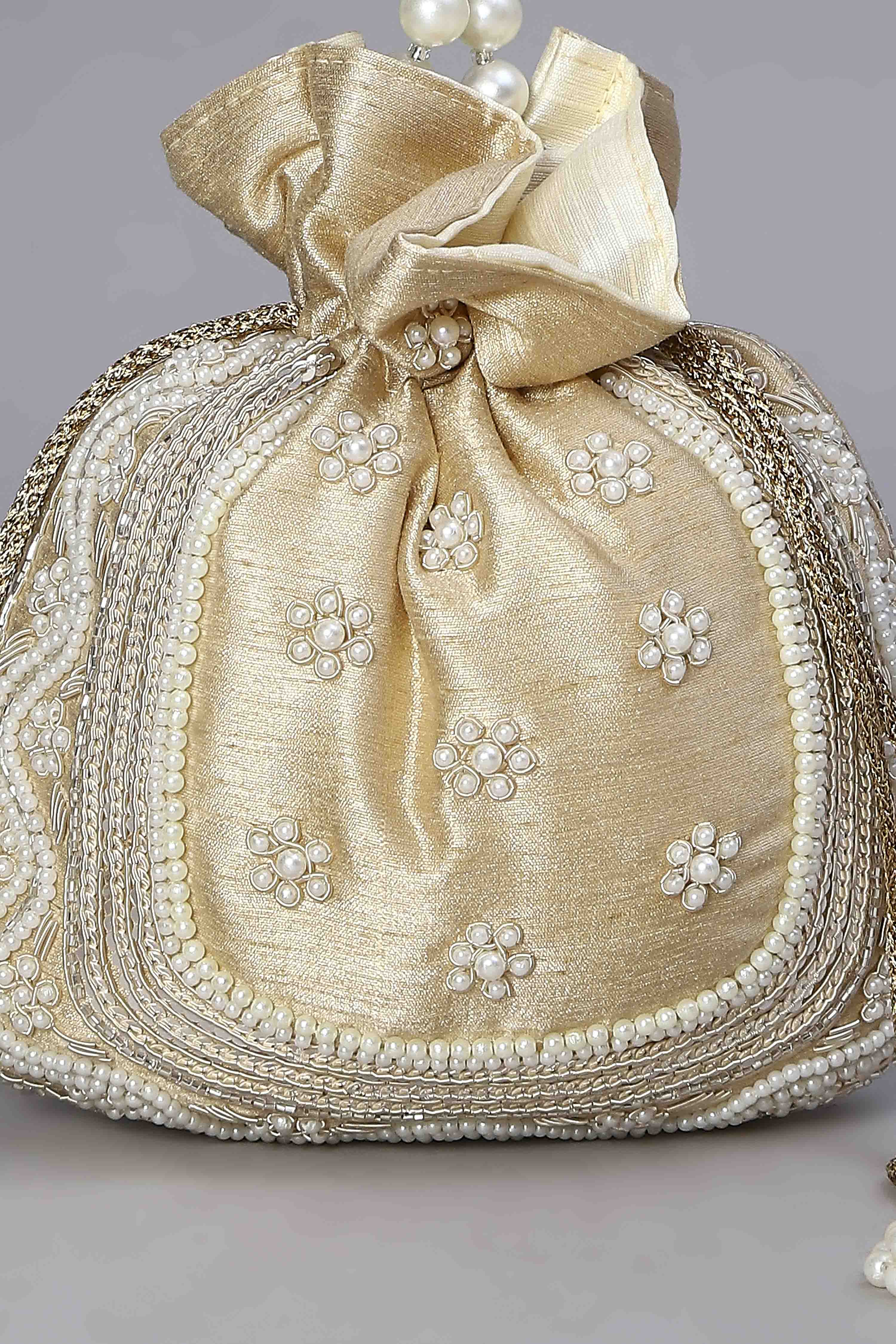 Peach Fabric Potli Bag image number 6