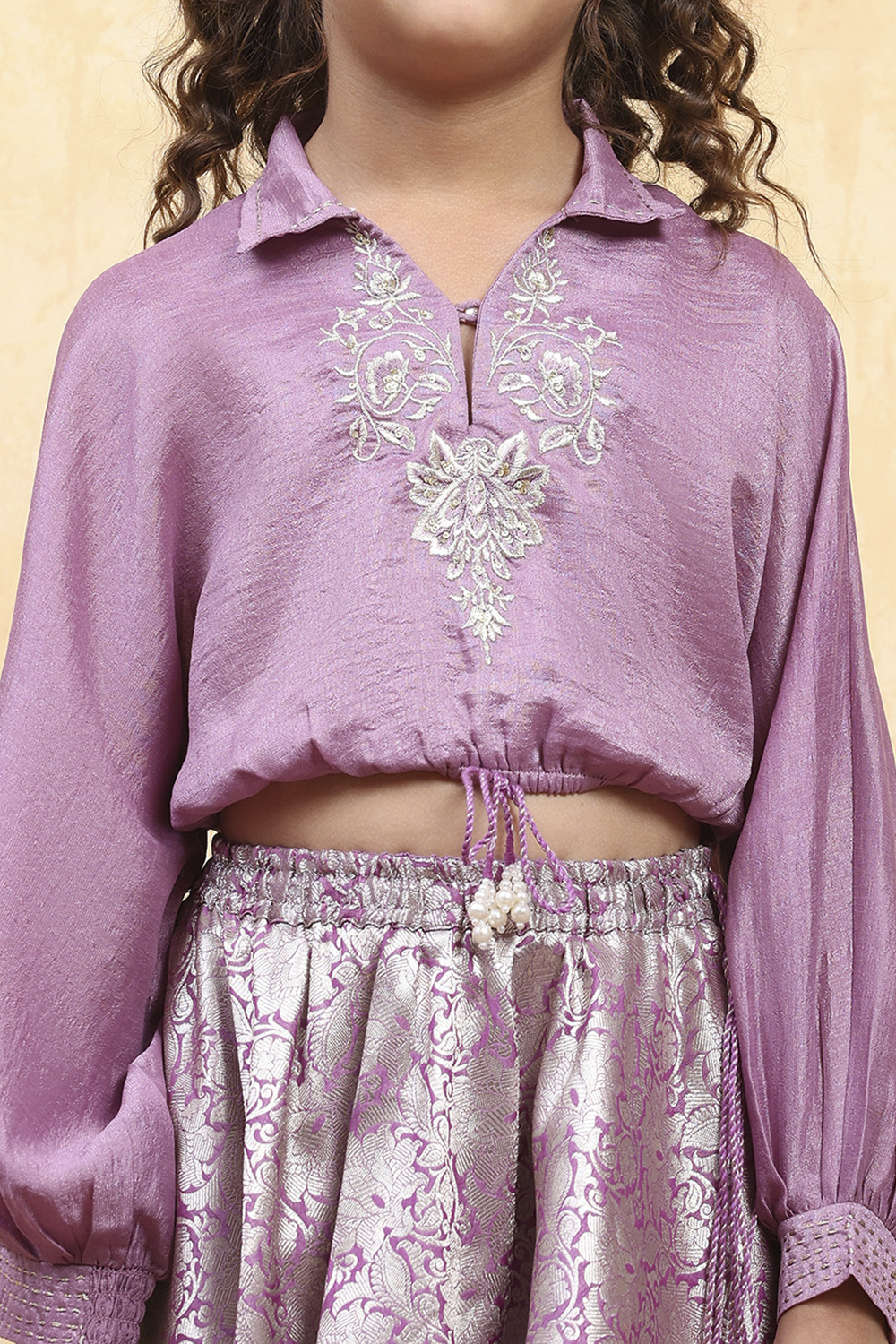 Purple Polyester Dyed Relaxed Lehenga Set image number 1