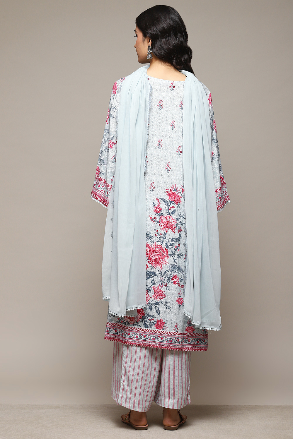 Steel Blue Rayon Straight Kurta Palazzo Suit Set image number 4