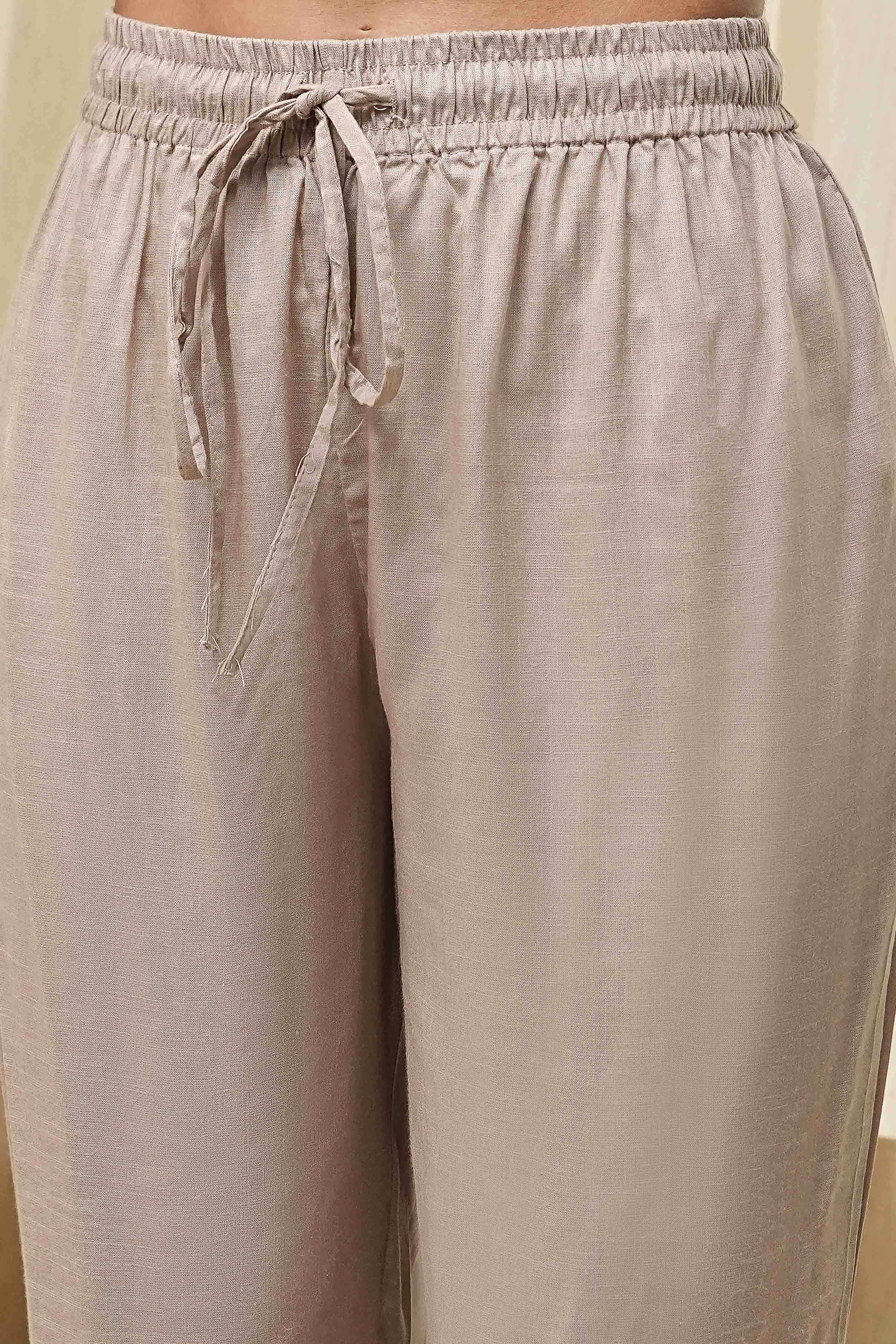 Beige and Black Printed Kaftan-Style Kurta Set image number 1