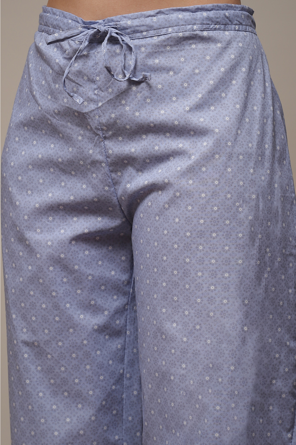 Powder Blue Cotton Straight Kurta Palazzo Suit Set image number 6