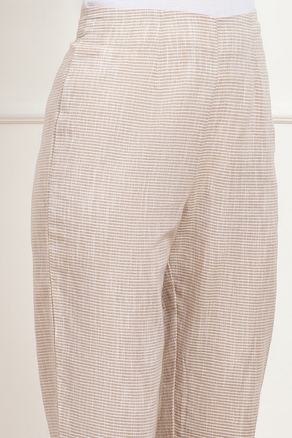 Beige Cotton Narrow Pant image number 1
