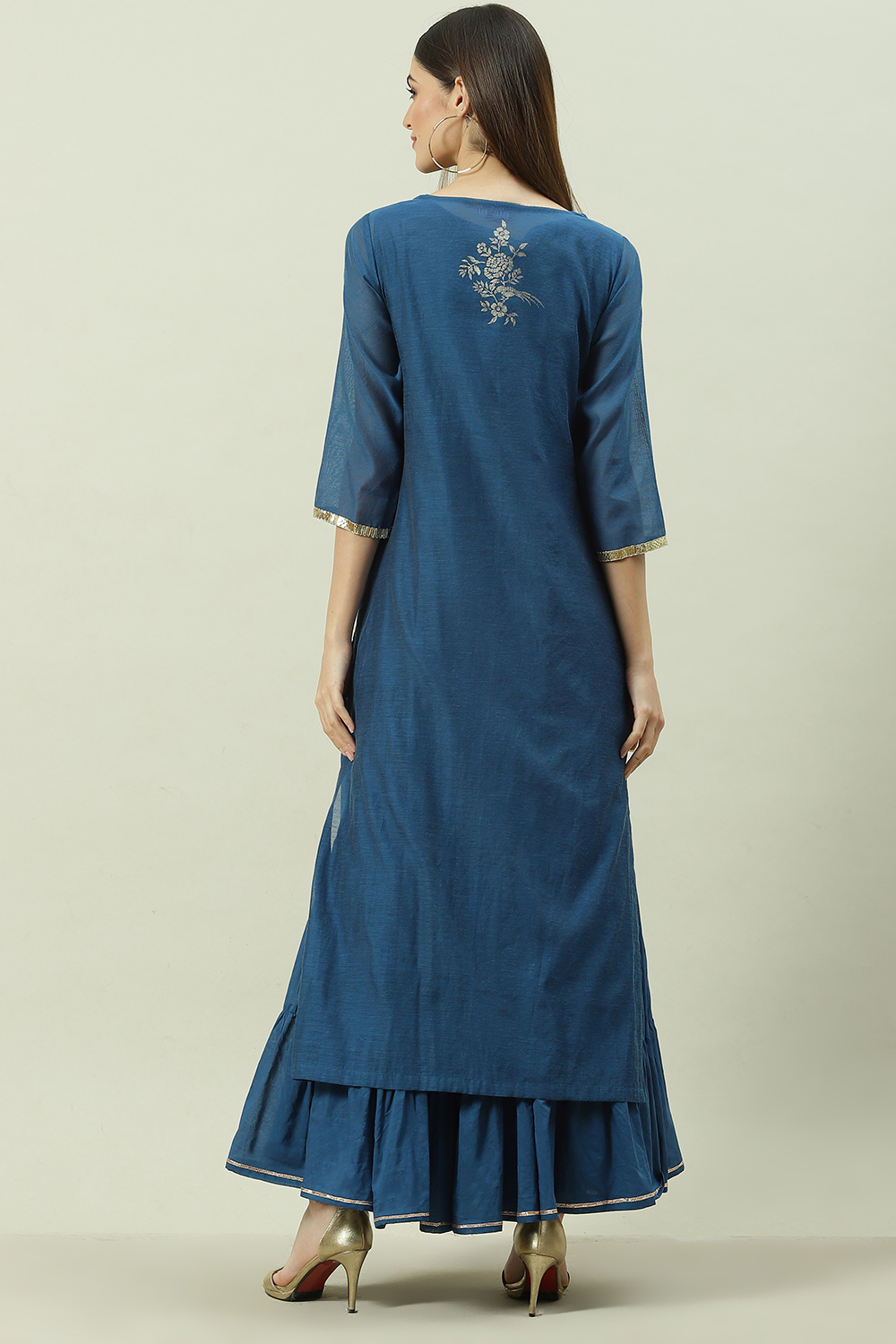 Tomato Red Poly Cotton Printed Kurta Dress image number 4