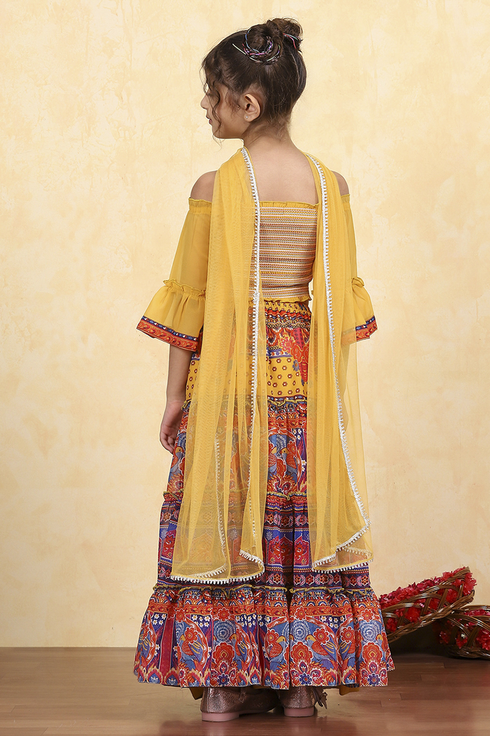 Assorted Polyester Printed Tiered Lehenga Set image number 4