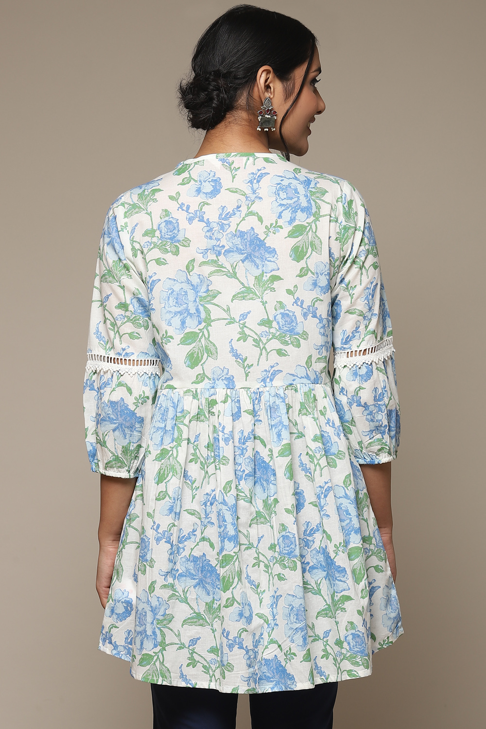 Yellow Cotton Printed Kurti image number 4