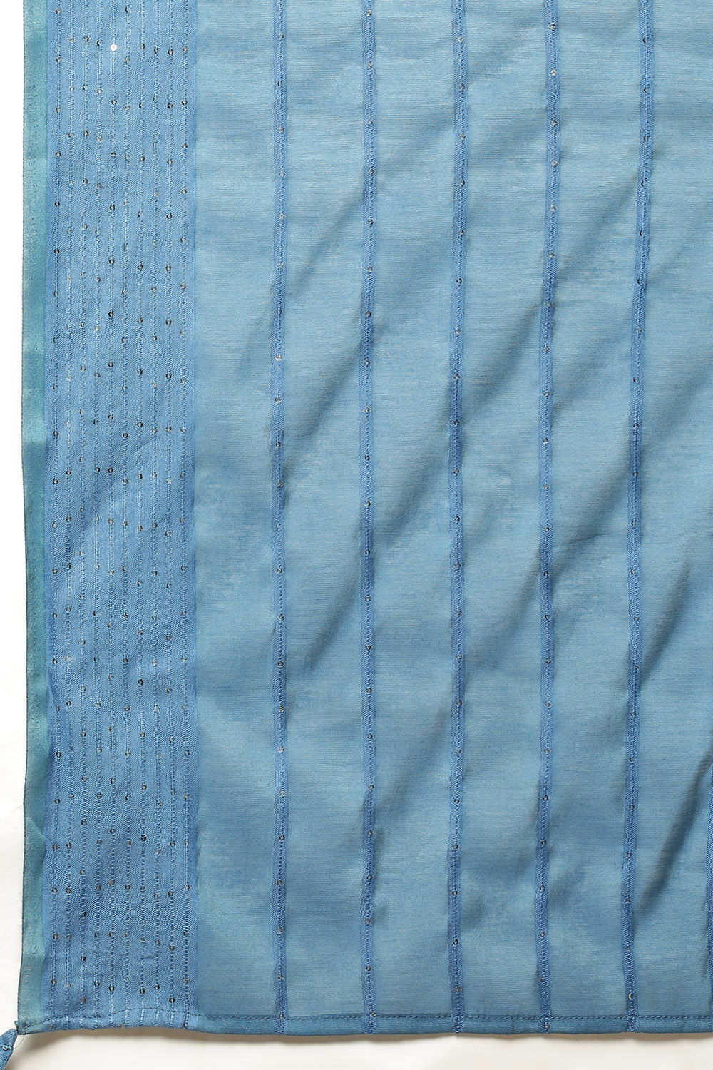 Blue Cotton Blend Hand Embroidered Unstitched Suit Set image number 2