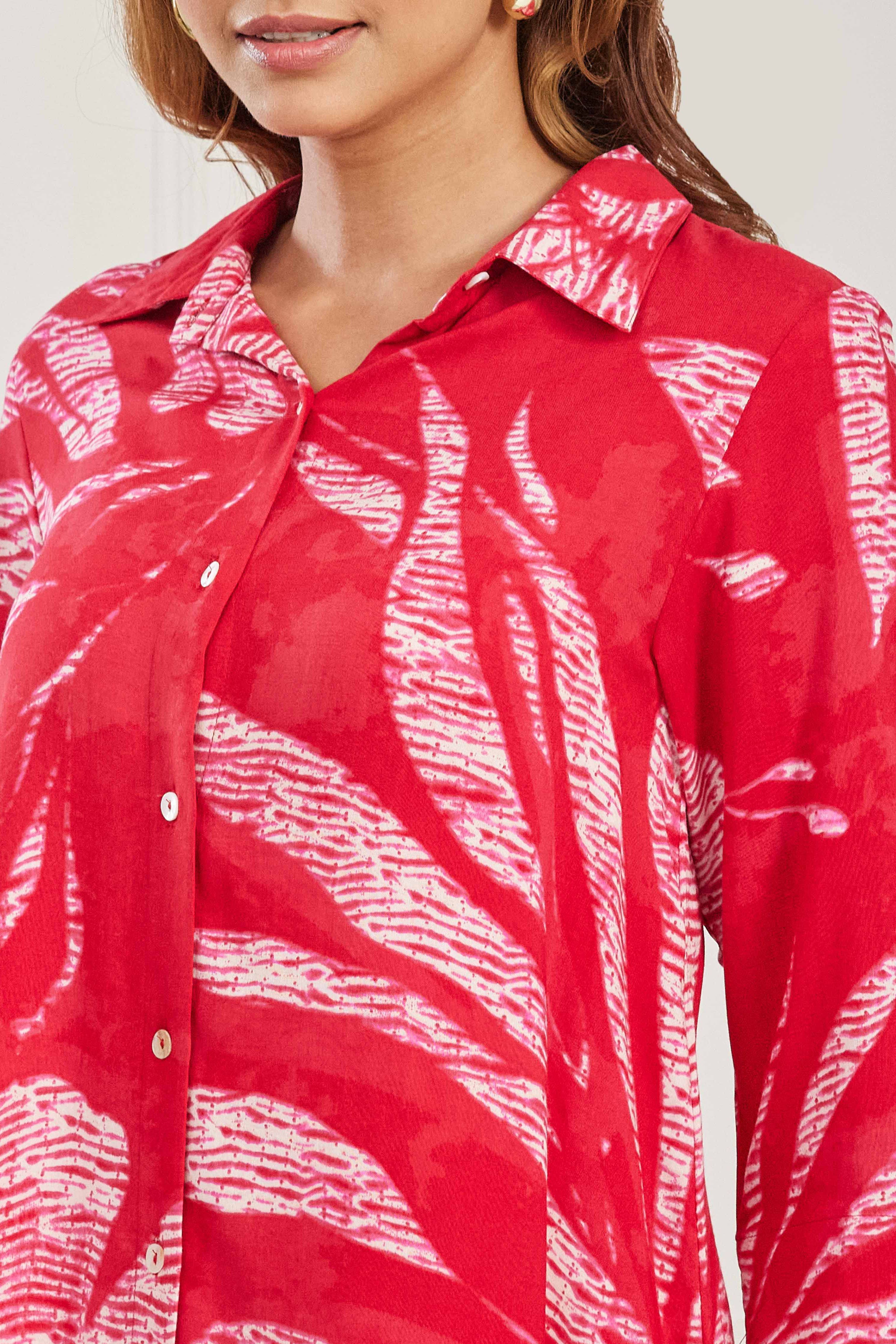 Red Viscose Rayon A Line Kurta image number 1