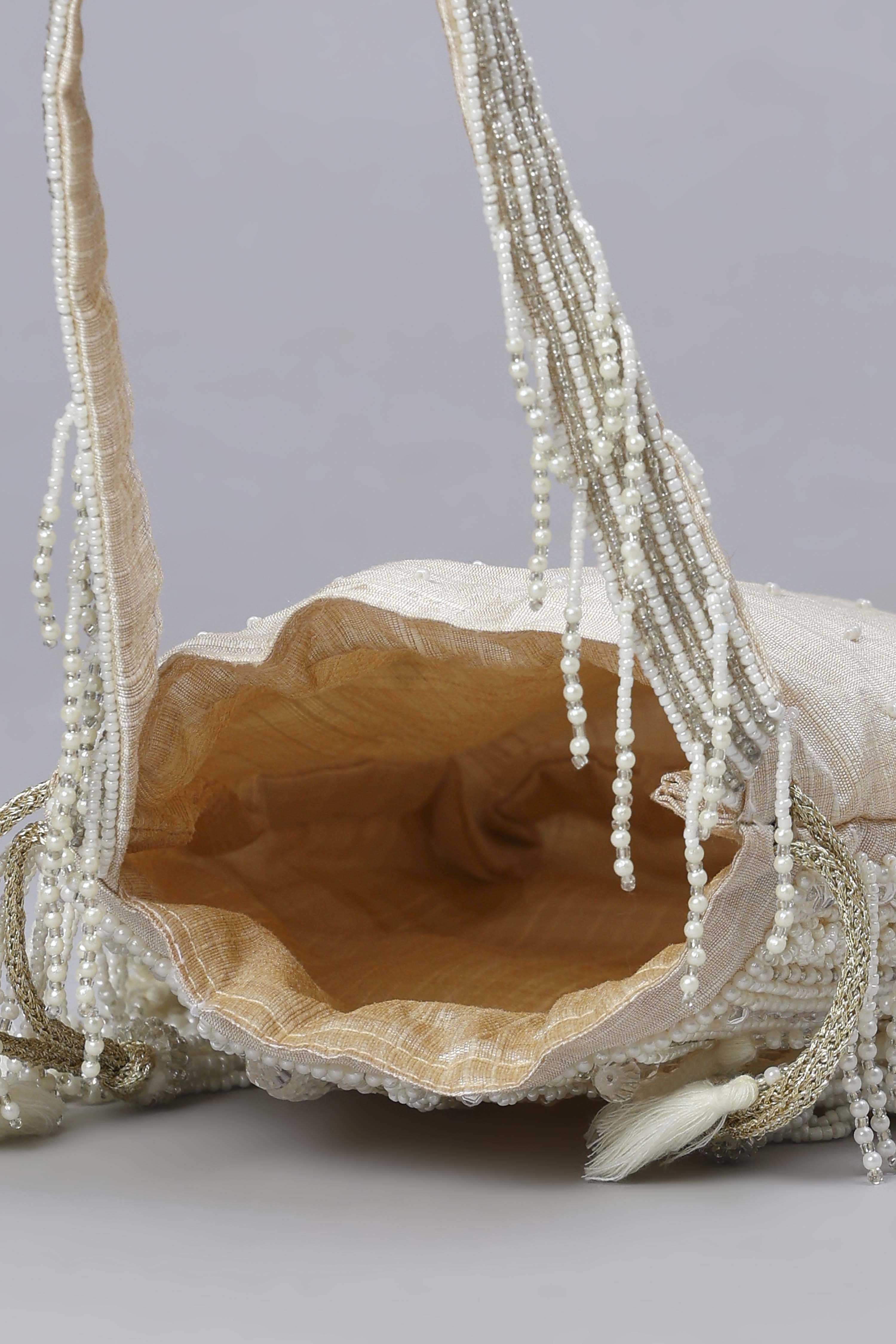 Cream Fabric Potli Bag image number 5