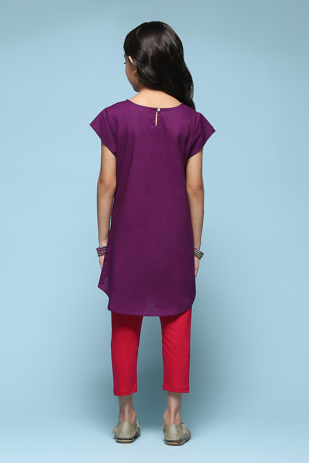 Blue Cotton Straight Solid Kurta Set image number 4