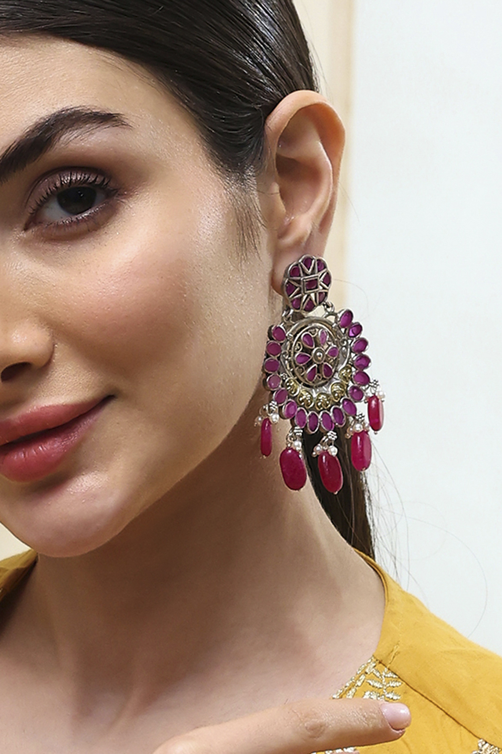 Pink Brass Drop & Danglers image number 1