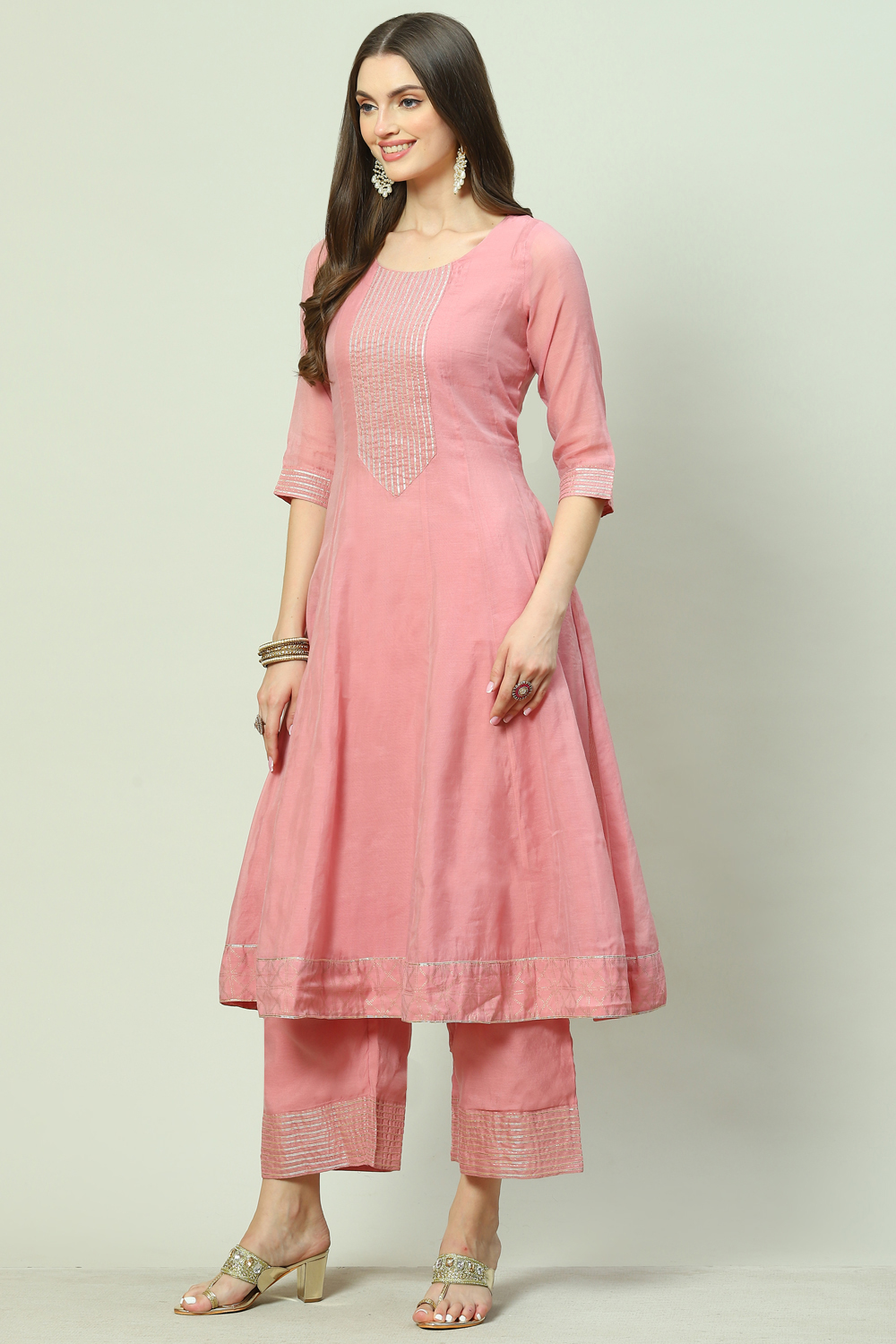 Green Art Silk Flared 2 Piece Set image number 3