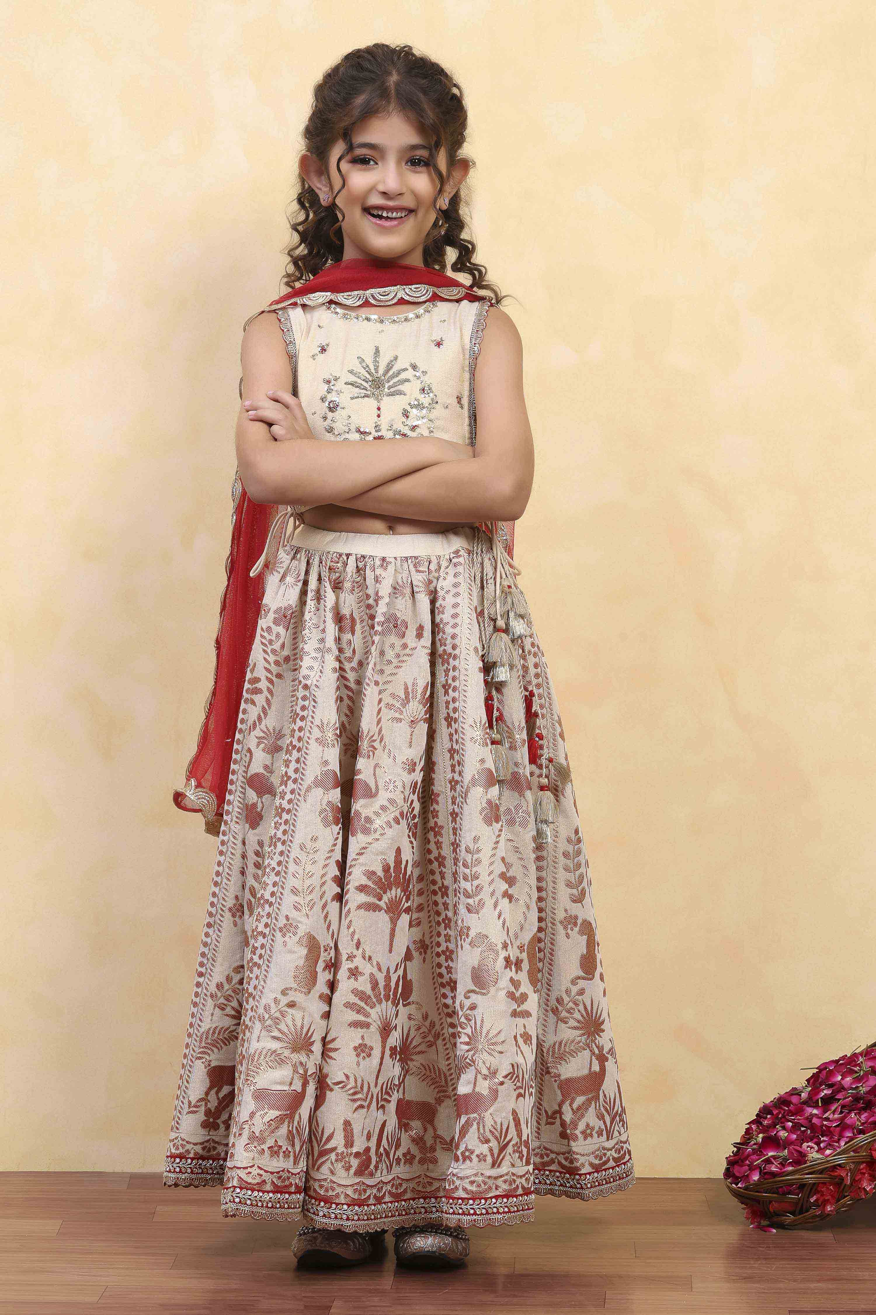 Neutral Cotton Yarndyed Kalidar Suit Set image number 5