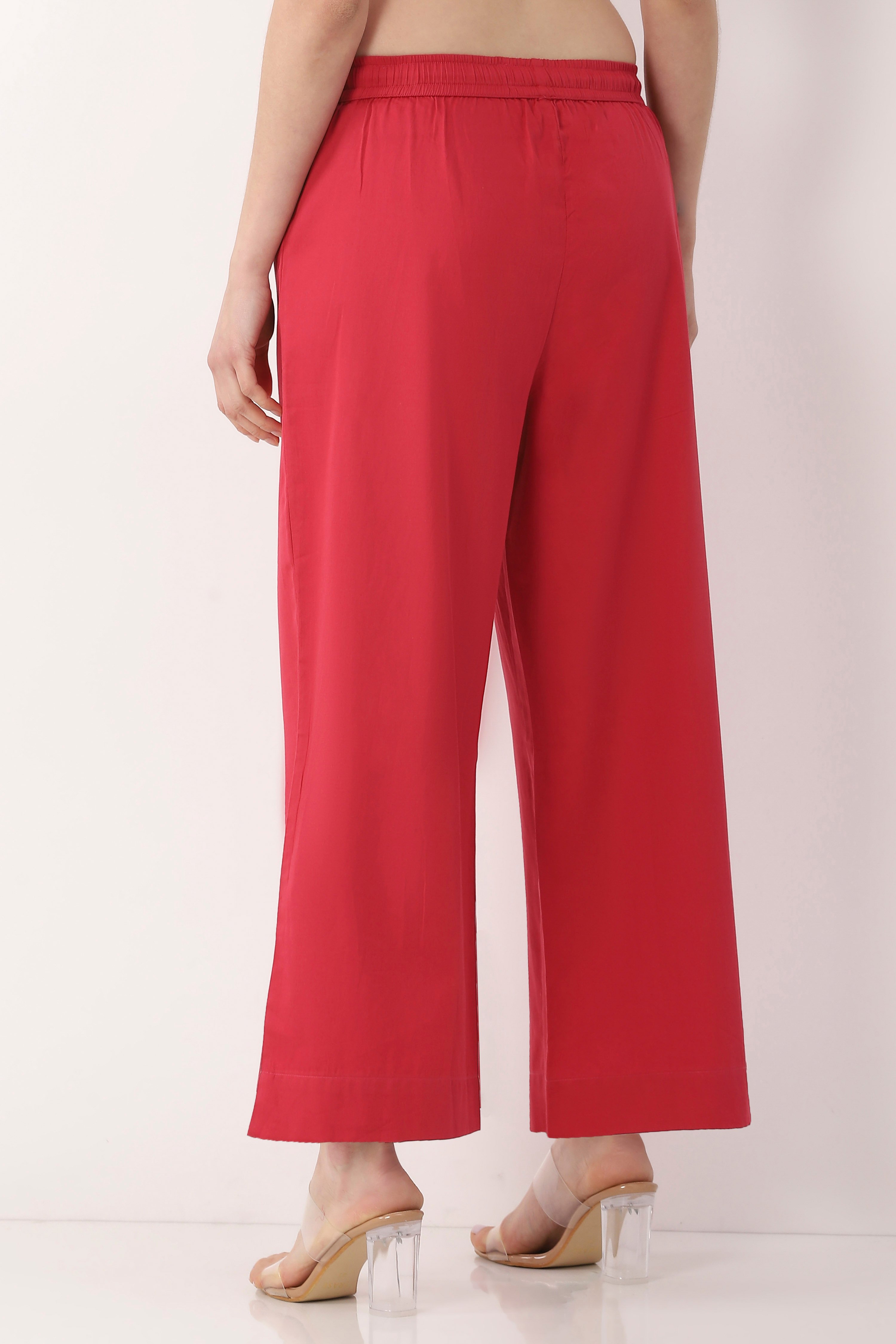 Pink Cotton Regular Pants image number 5